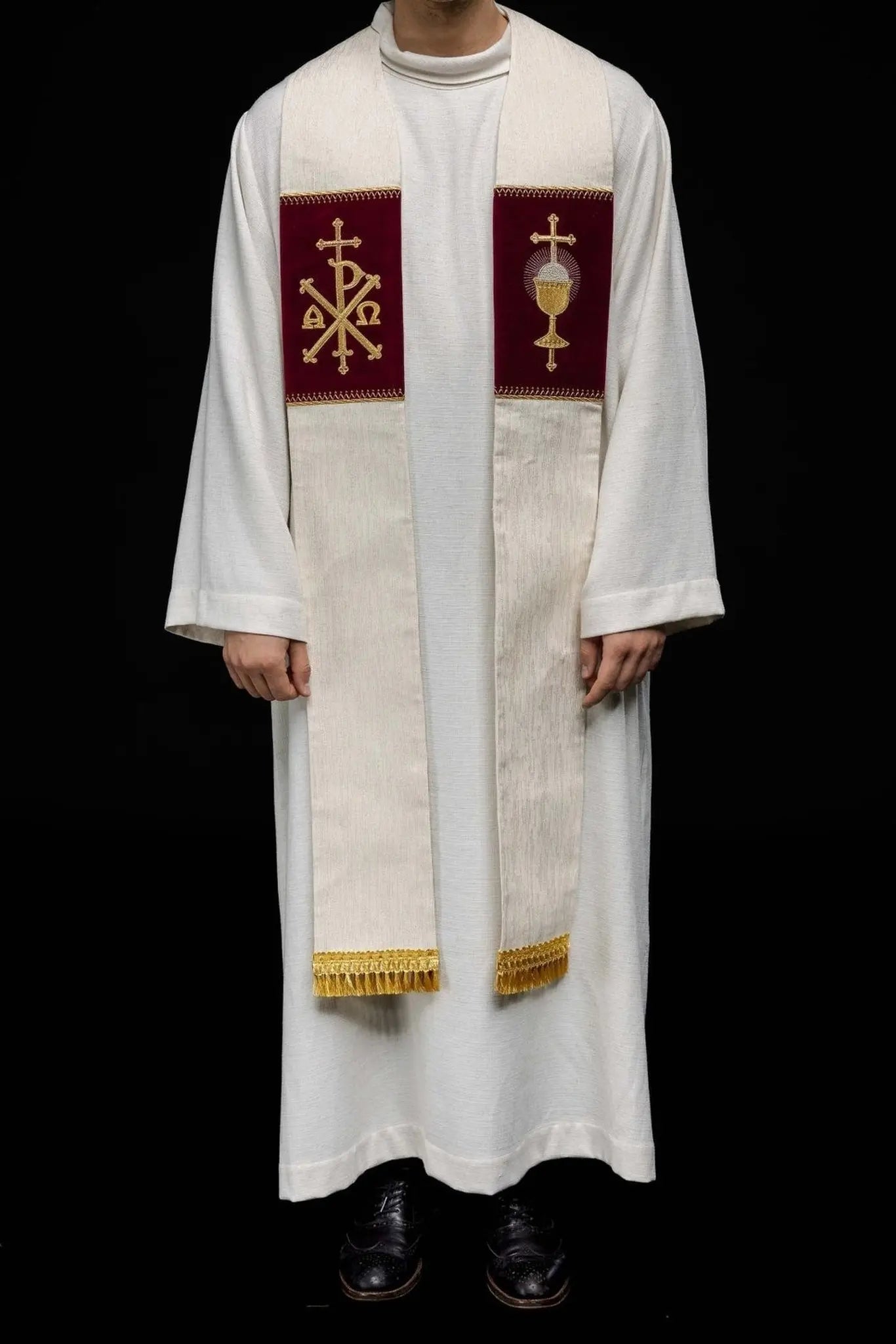 Étole avec calice eucharistique brodé et PAX