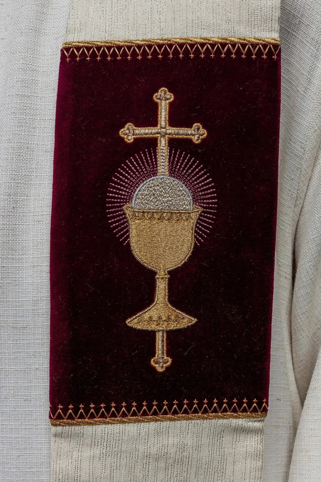 Stole with Embroidered Eucharistic Chalice and PAX