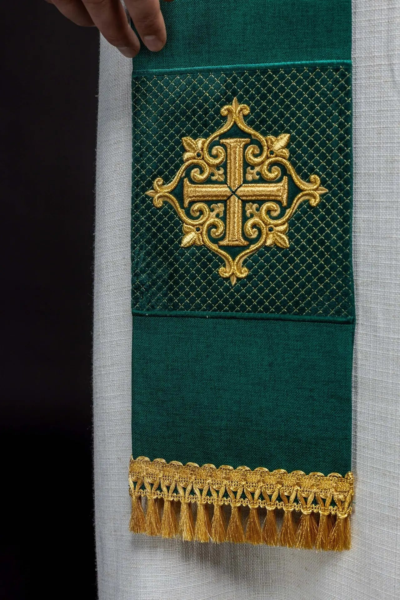 Étole en velours vert