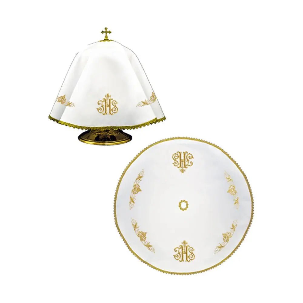 Voile de calice avec bordure dorée et broderie IHS