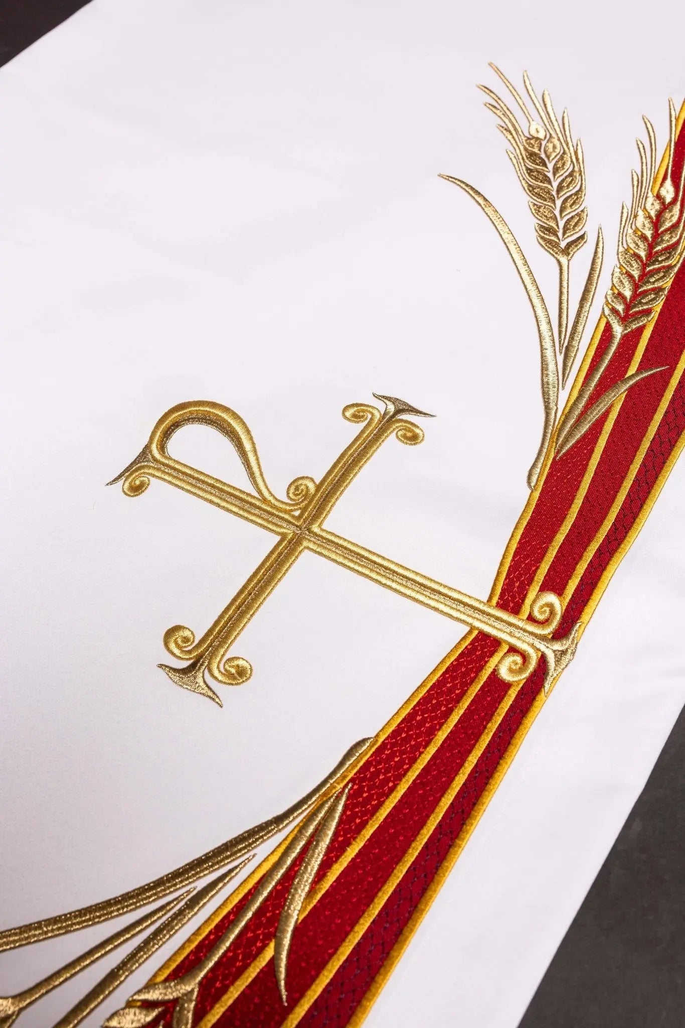 White Altar Cloth with PAX Embroidery - HAFTINA ATELIER