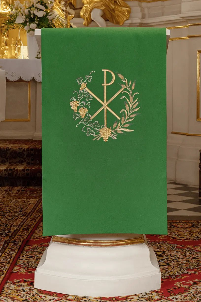 Nappe de lutrin brodée avec motif PAX