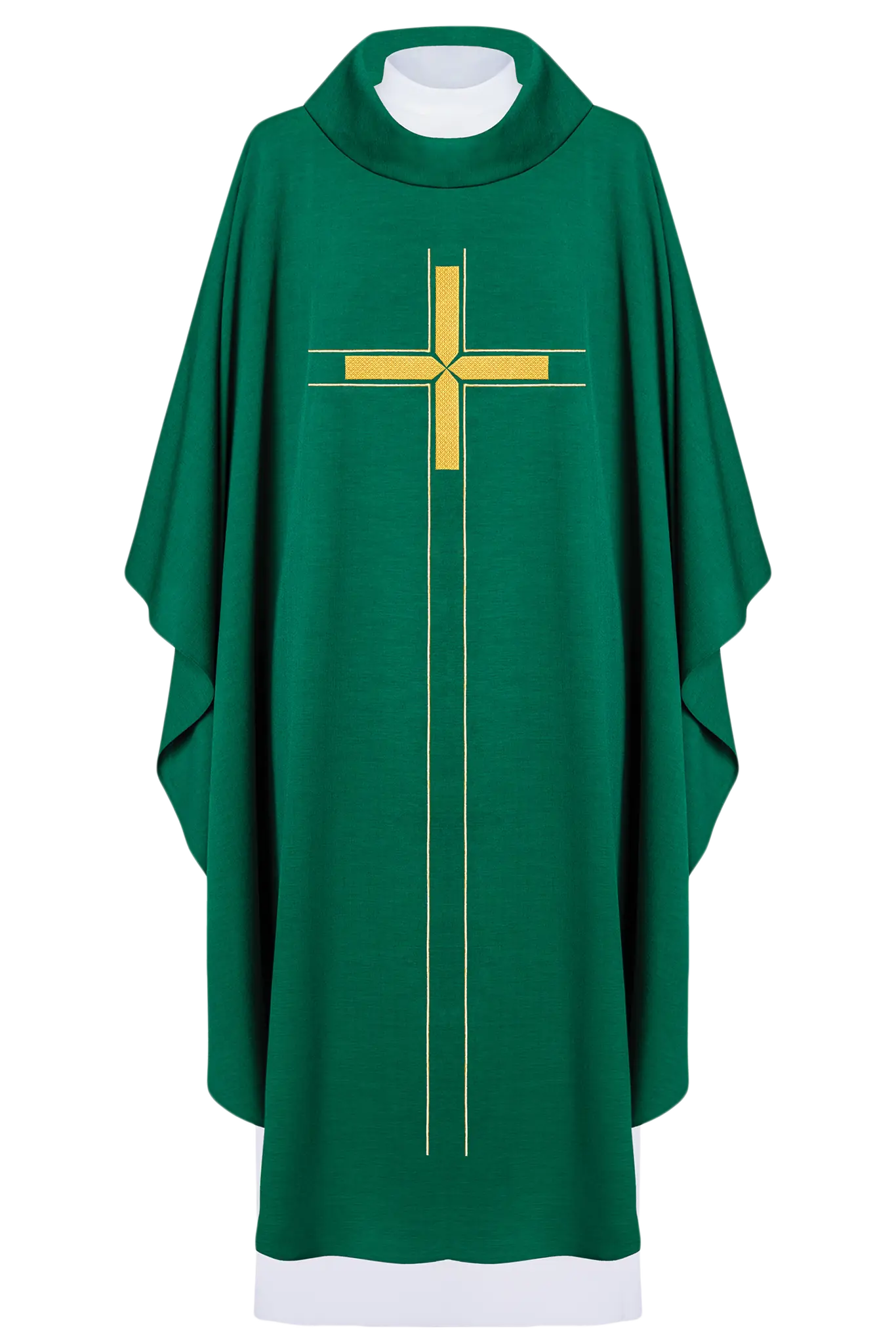 Green chasuble embroidered in minimalist design