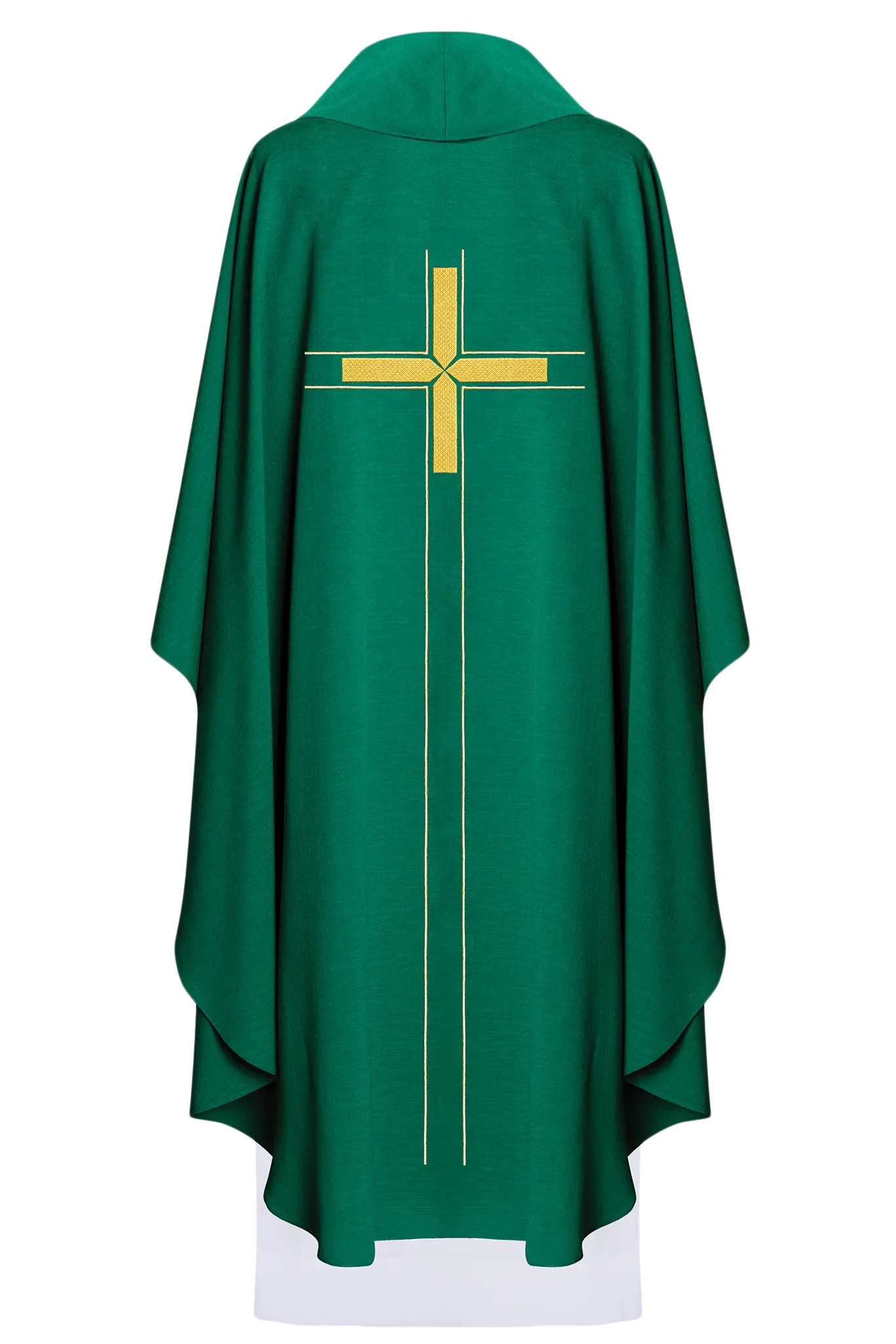 Green chasuble embroidered in minimalist design
