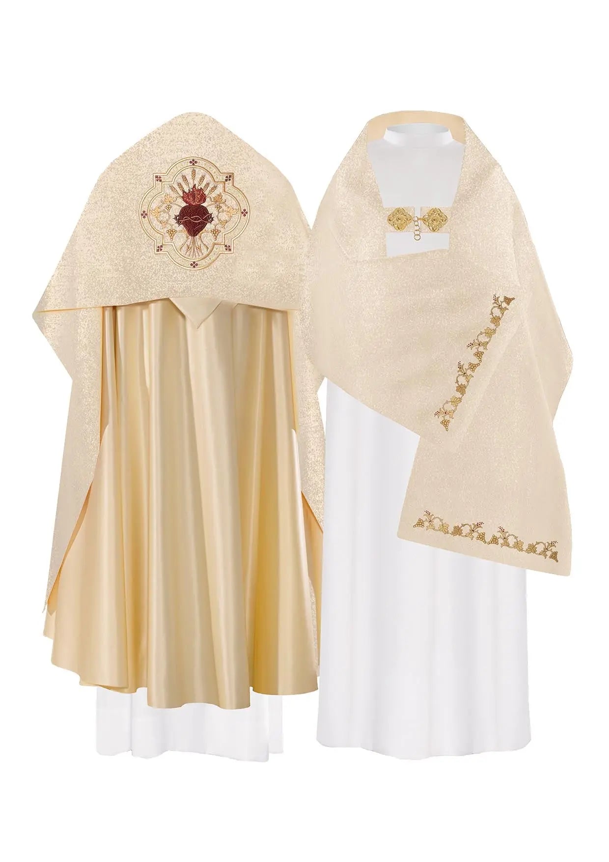 Voile liturgique brodé d'or Cœur de Jésus