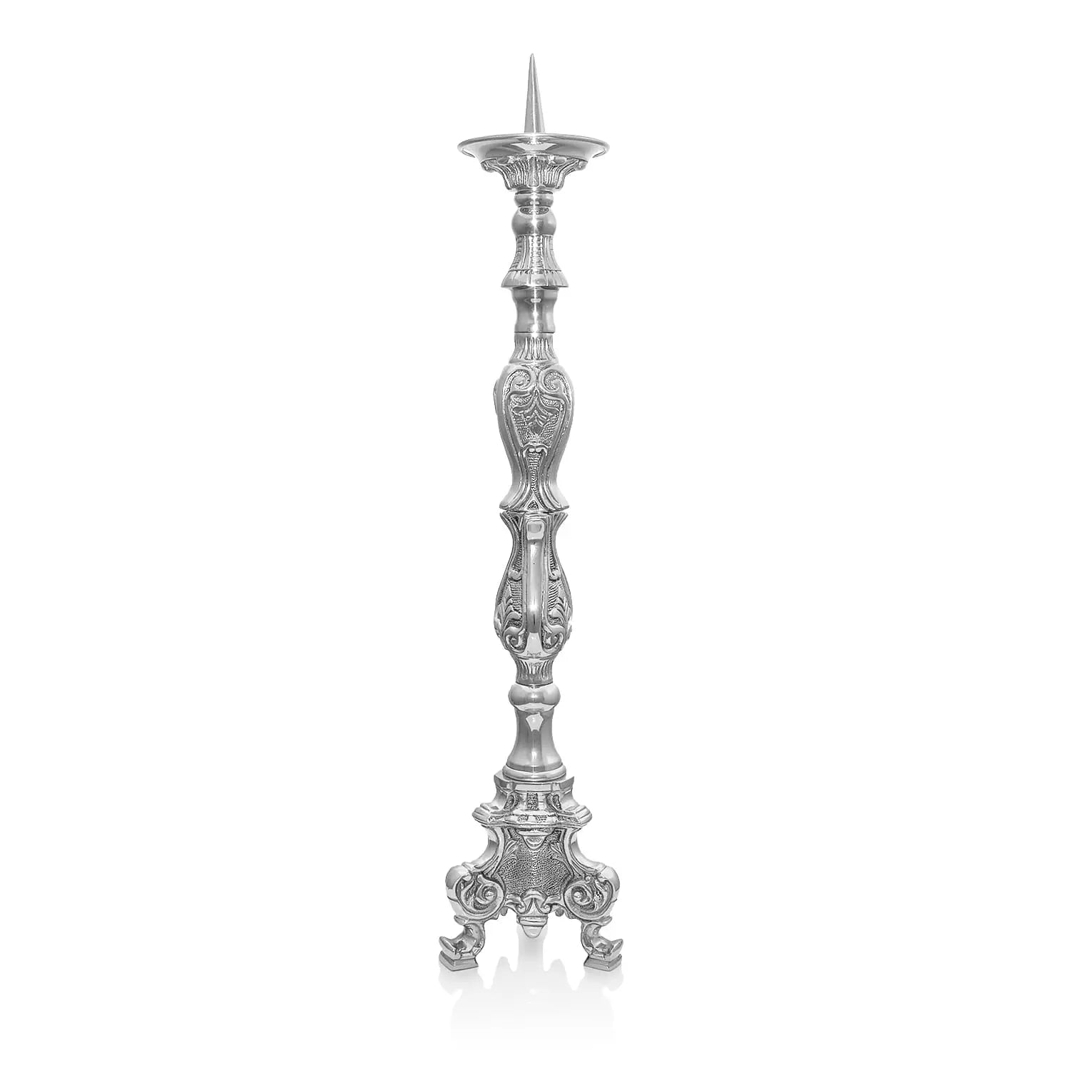 Bougeoir en laiton nickelé – 60 cm
