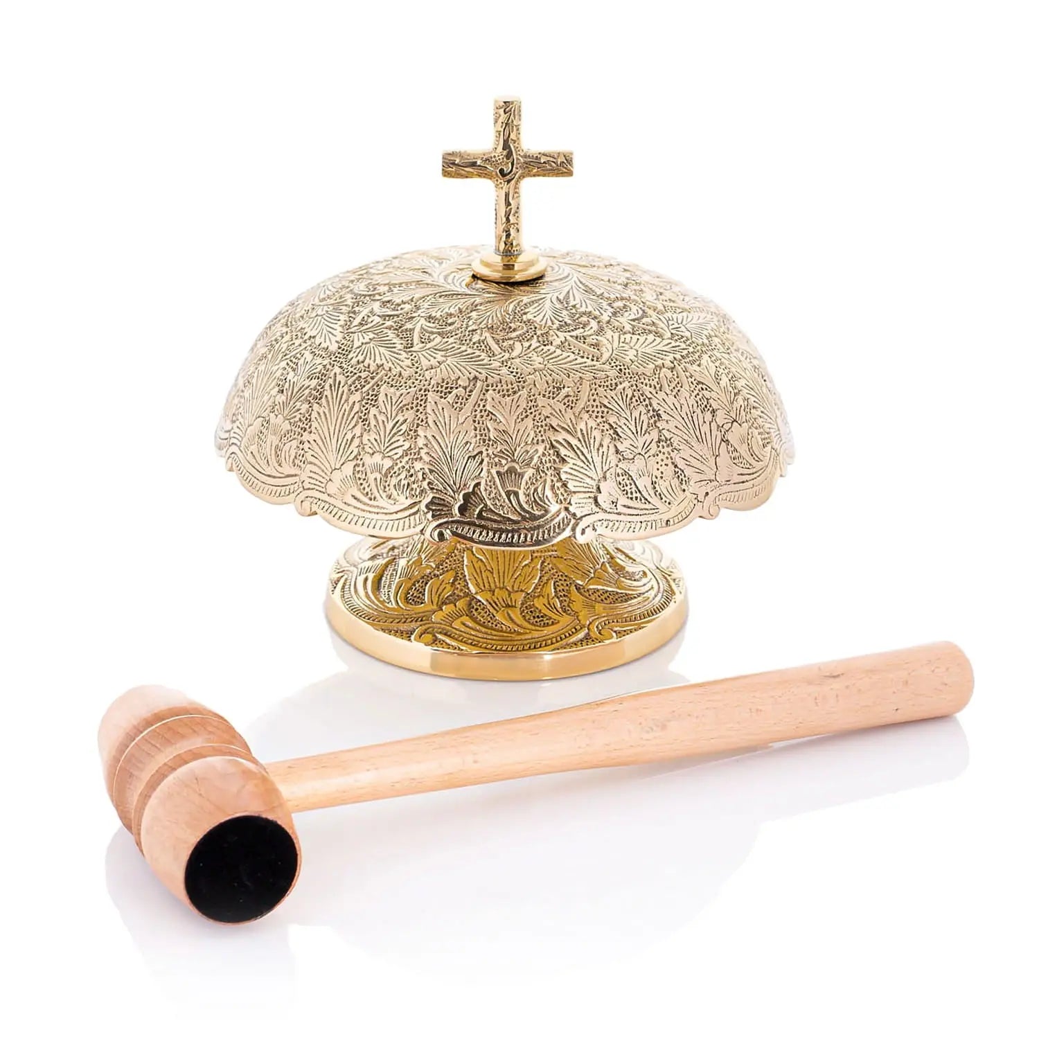 Gong liturgique en laiton avec maillet en bois