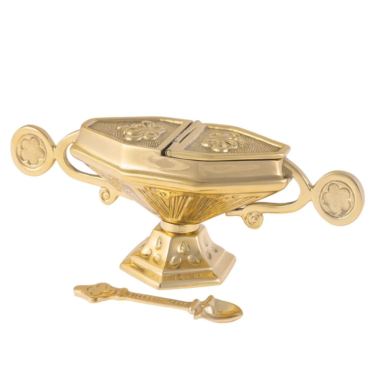 Bateau à encens décoratif en laiton avec cuillère – 9 cm