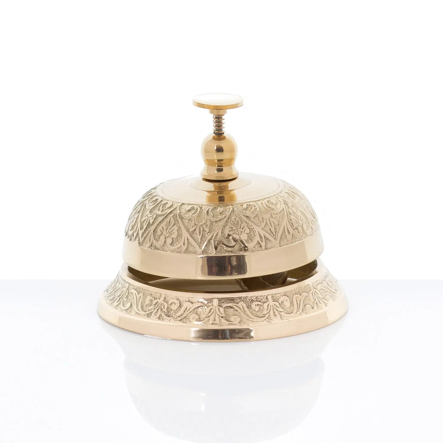 Cloche liturgique en laiton massif avec ornement floral