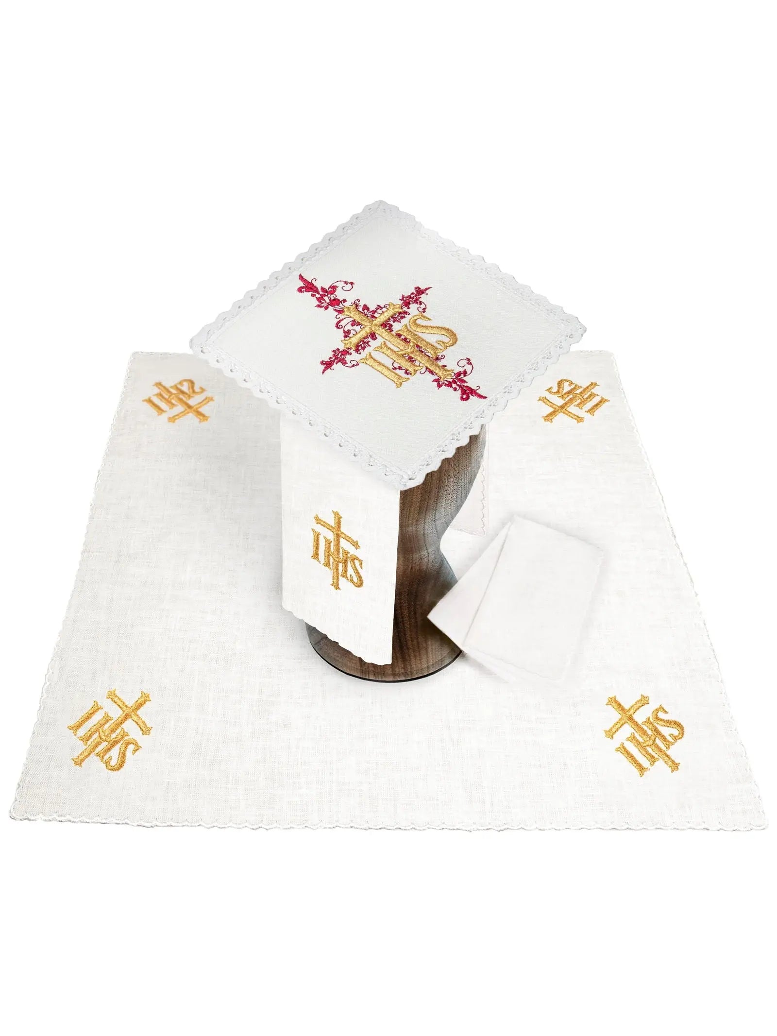Linen chalice underwear embroidered IHS Red