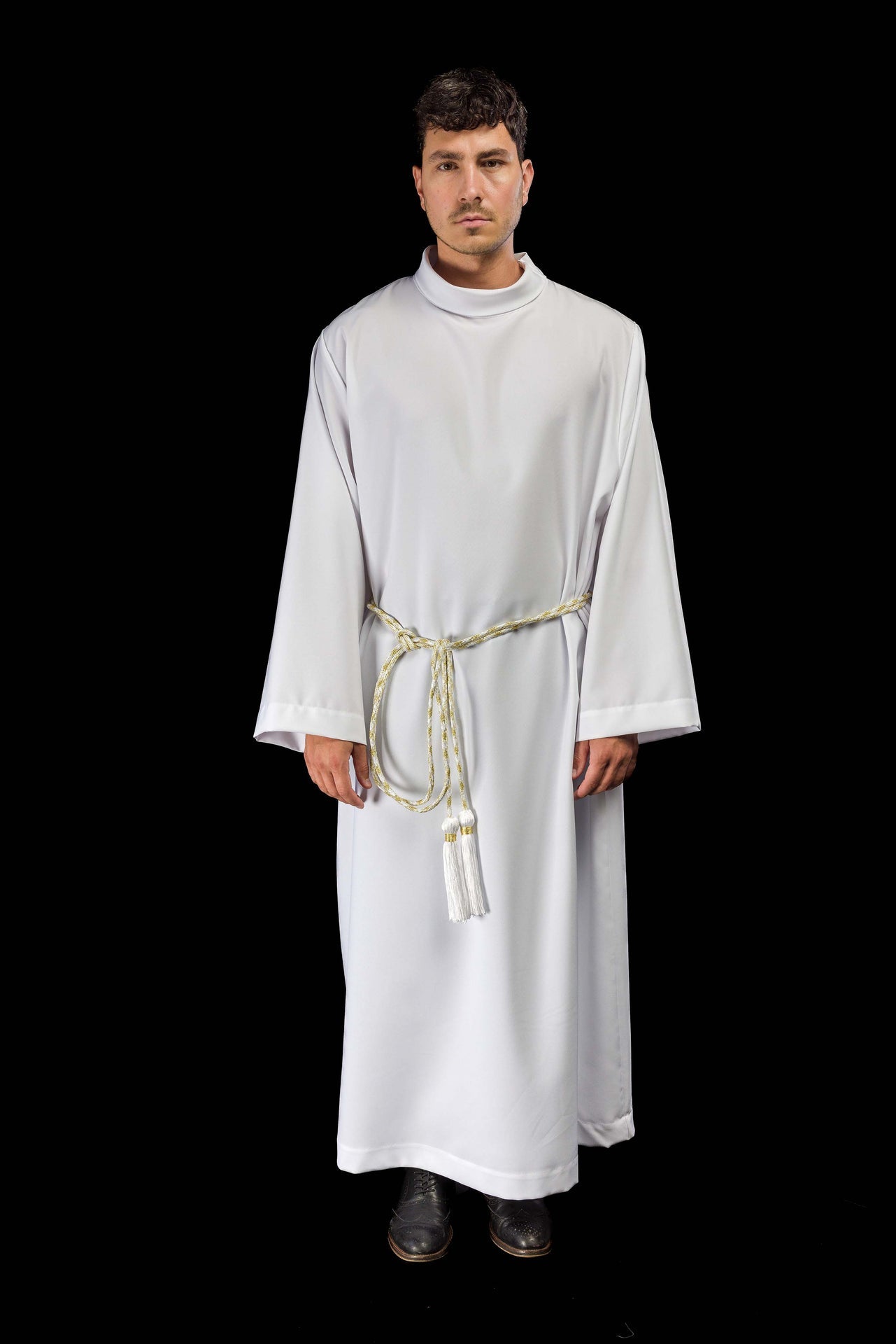 Cingulum liturgique blanc et or