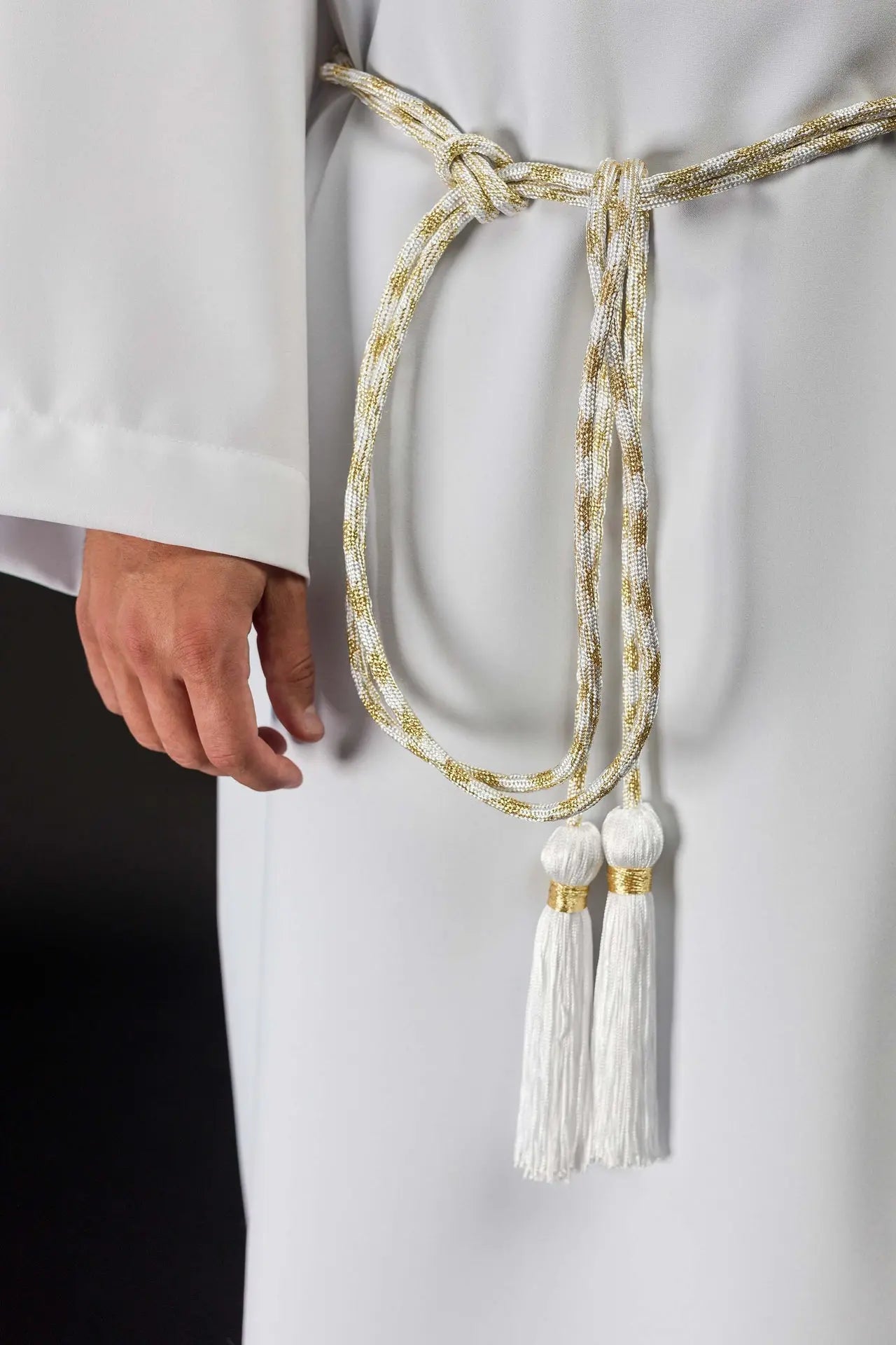 Cincture liturgique blanc-or