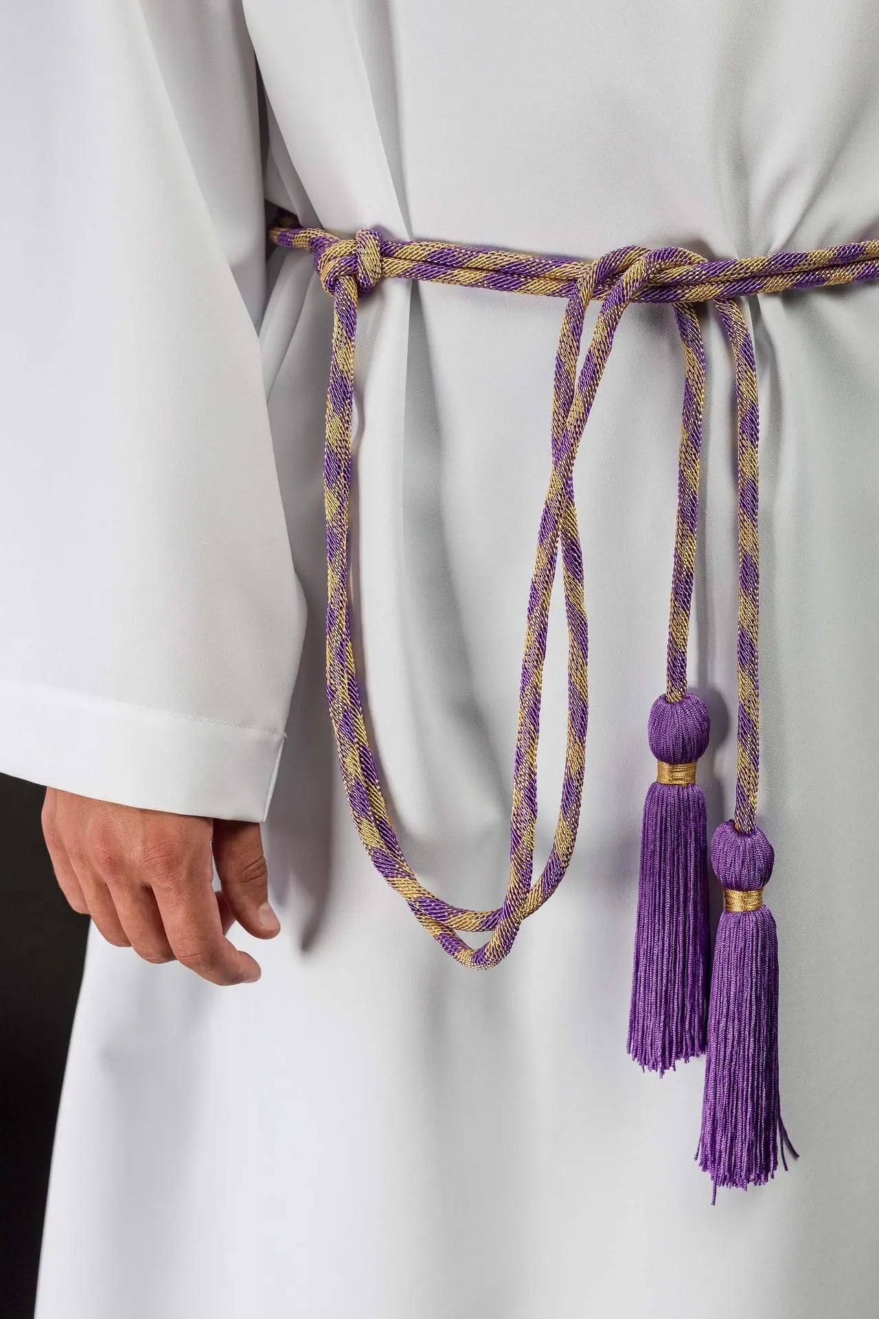 Ceinture liturgique premium violet-or