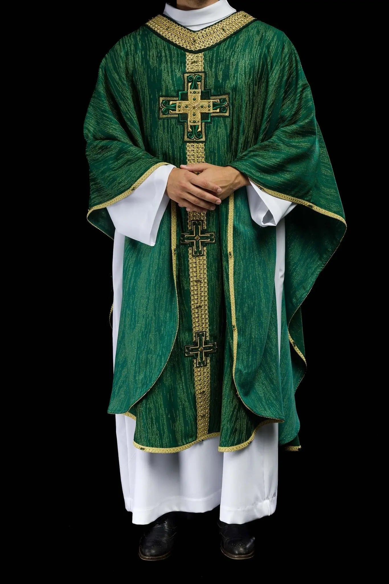 Chasuble faite main avec pierres naturelles faite main 7015 verte