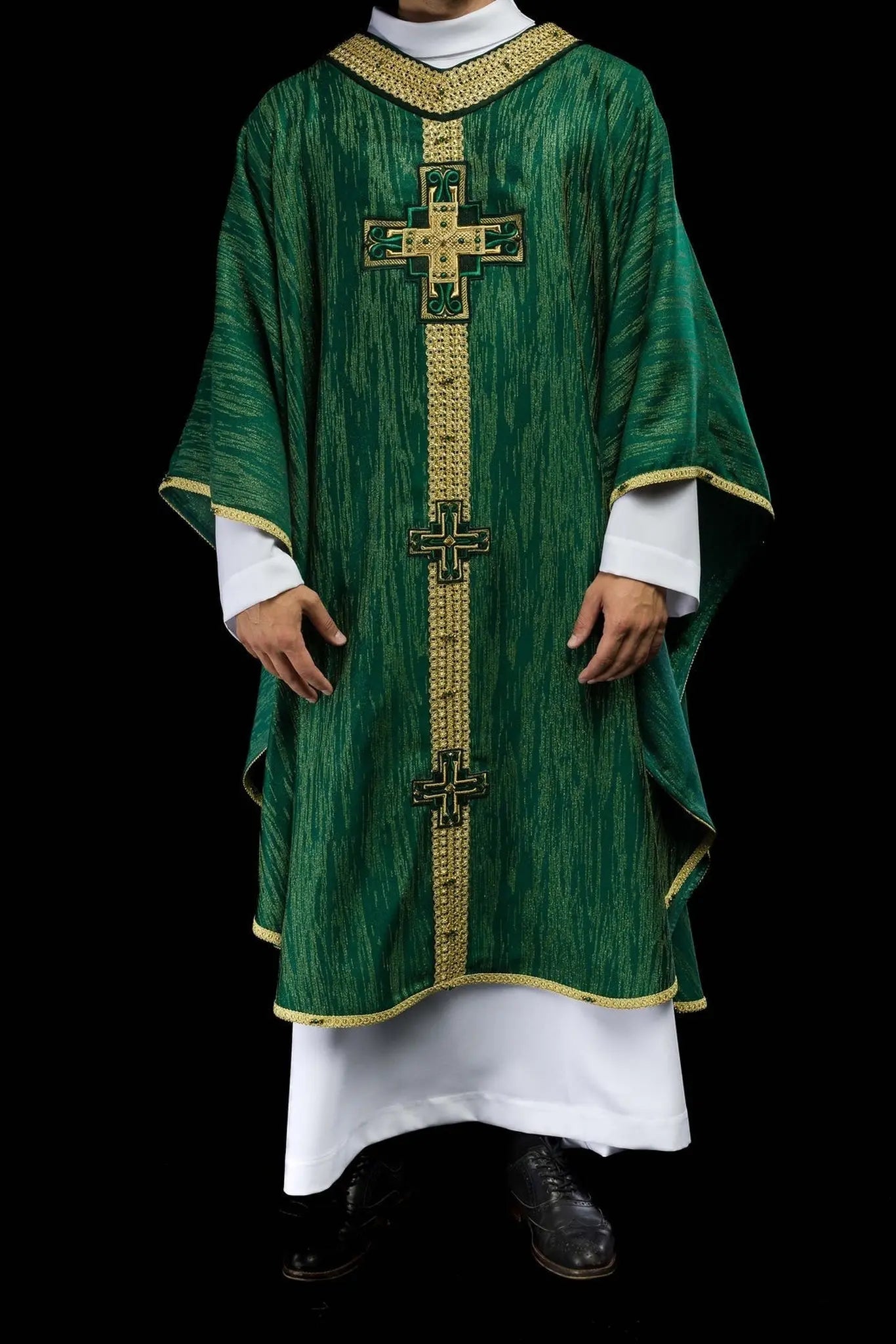 Chasuble faite main avec pierres naturelles faite main 7015 verte