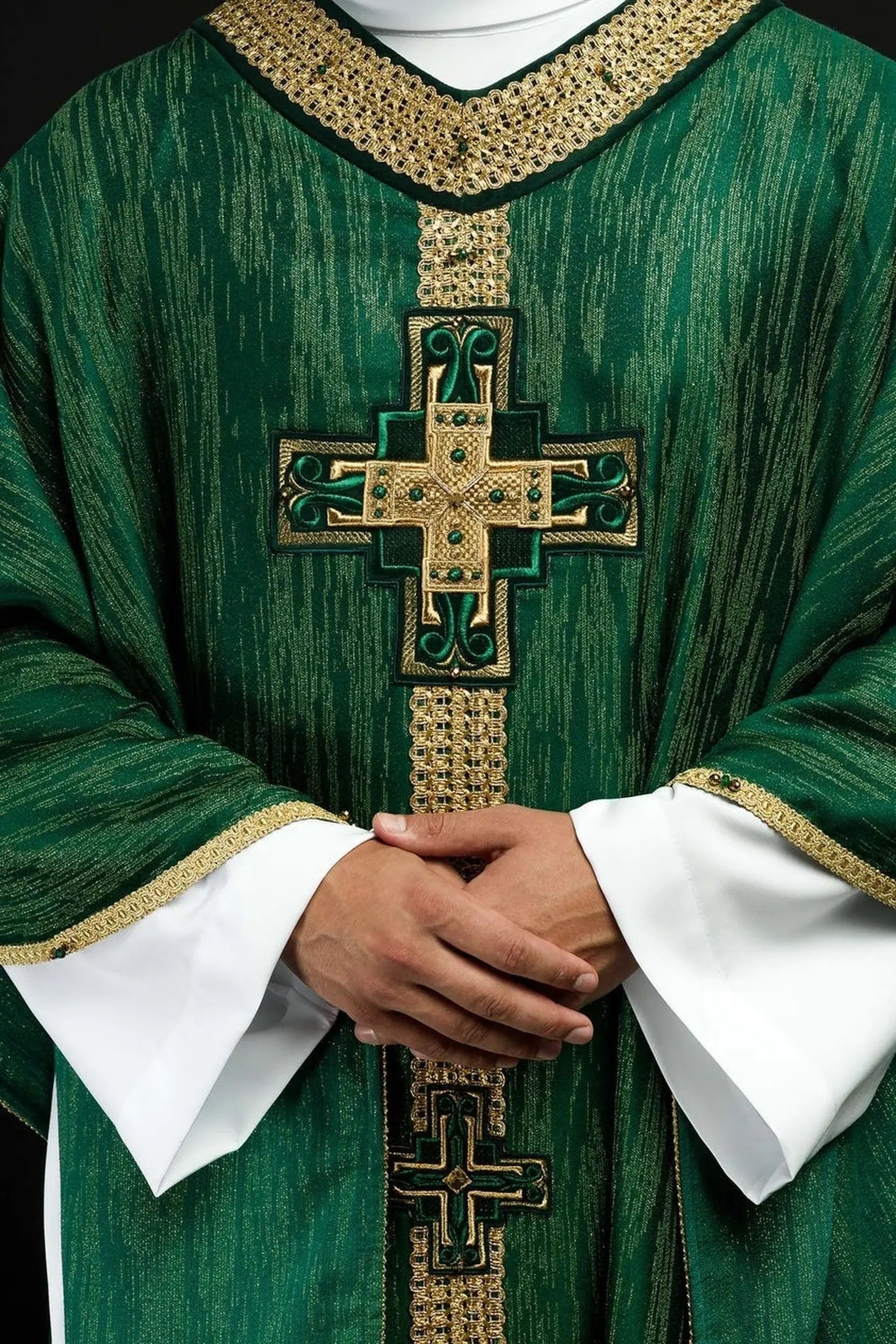 Chasuble faite main avec pierres naturelles faite main 7015 verte