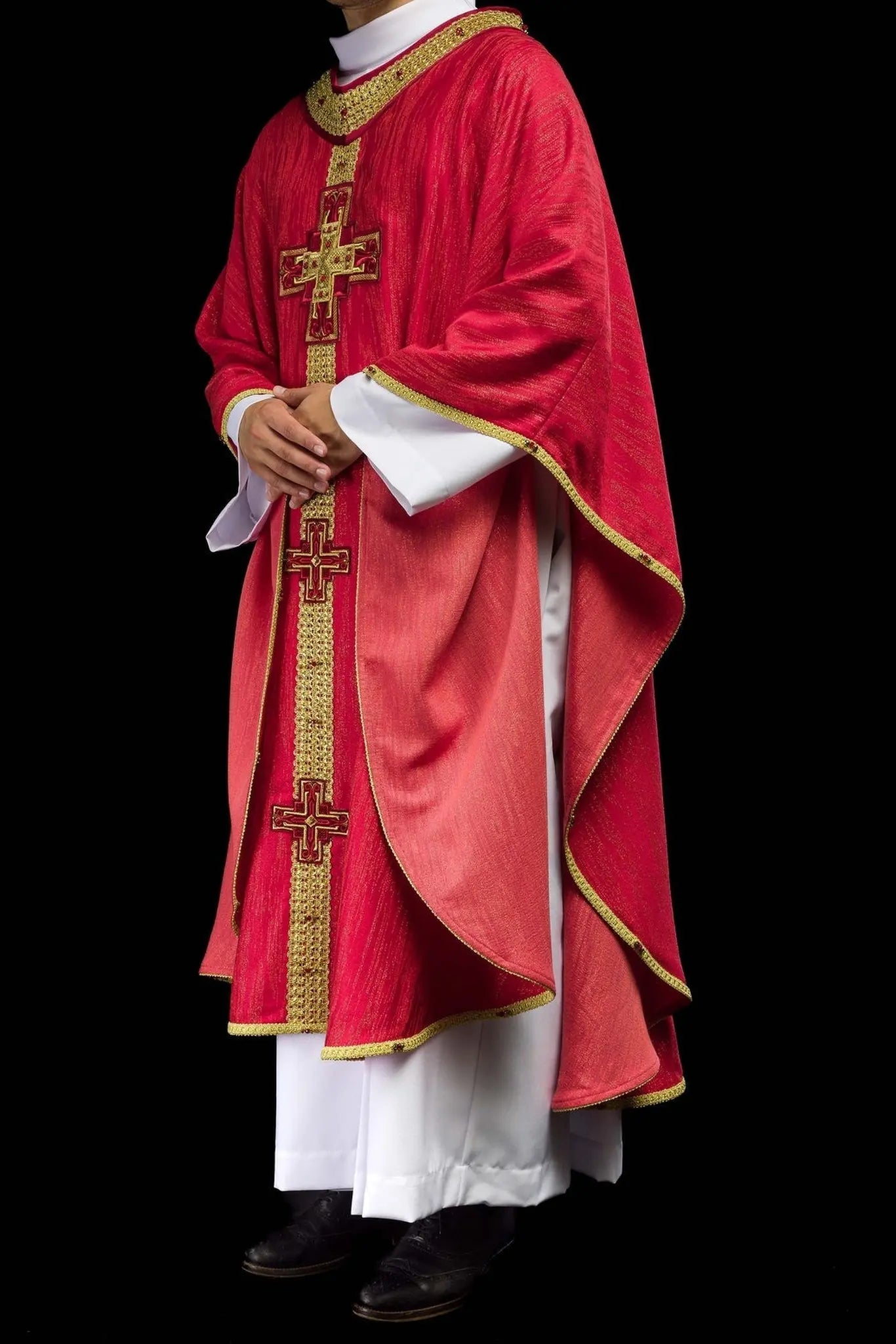 Chasuble faite main avec pierres naturelles faite main 7015 rouge