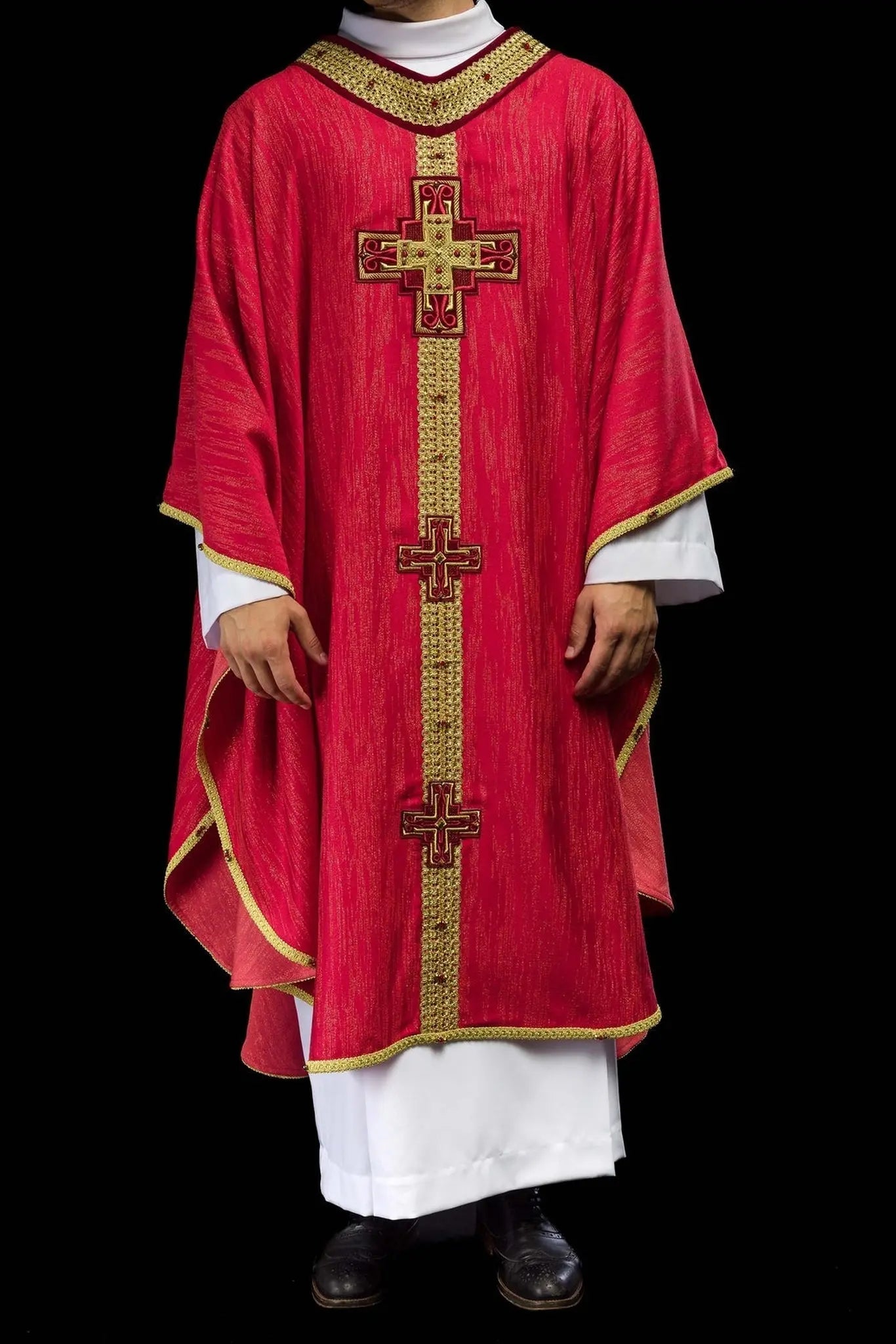 Chasuble faite main avec pierres naturelles faite main 7015 rouge