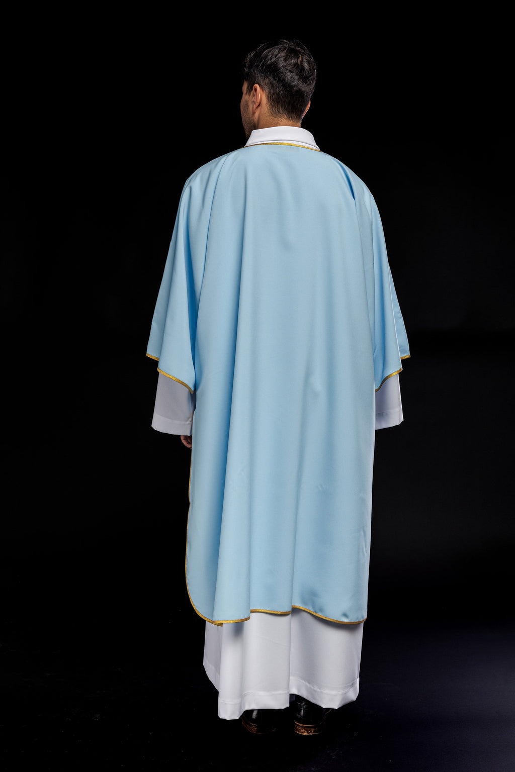 Dalmatiques lisses avec bordure dorée bleue