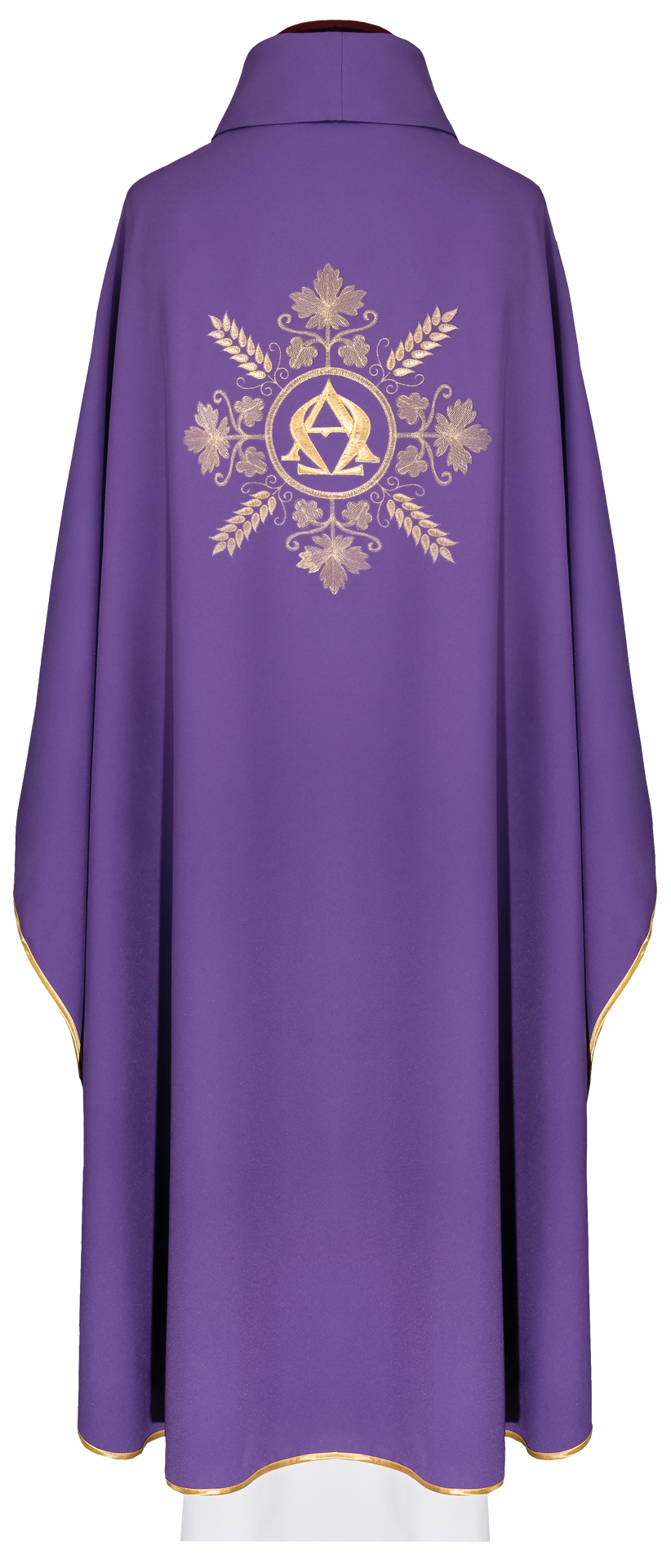 Ornat haftowany fioletowy Alfa i Omega z kłosami - ORNATY.PL