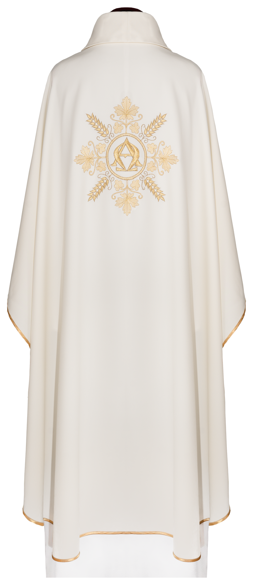 Ornat haftowany ecru Alfa i Omega z kłosami - ORNATY.PL