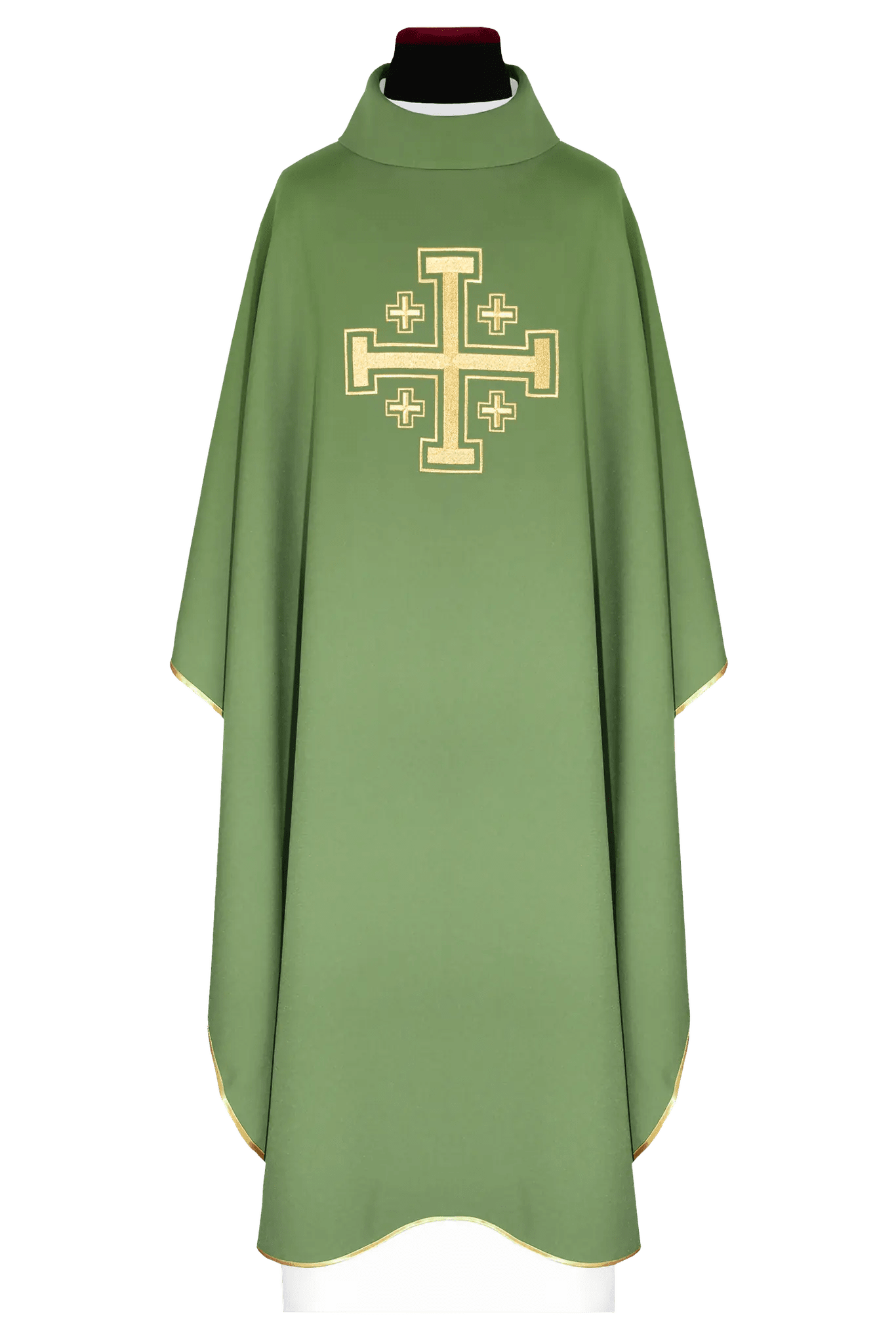 Chasuble verte brodée avec motif de croix