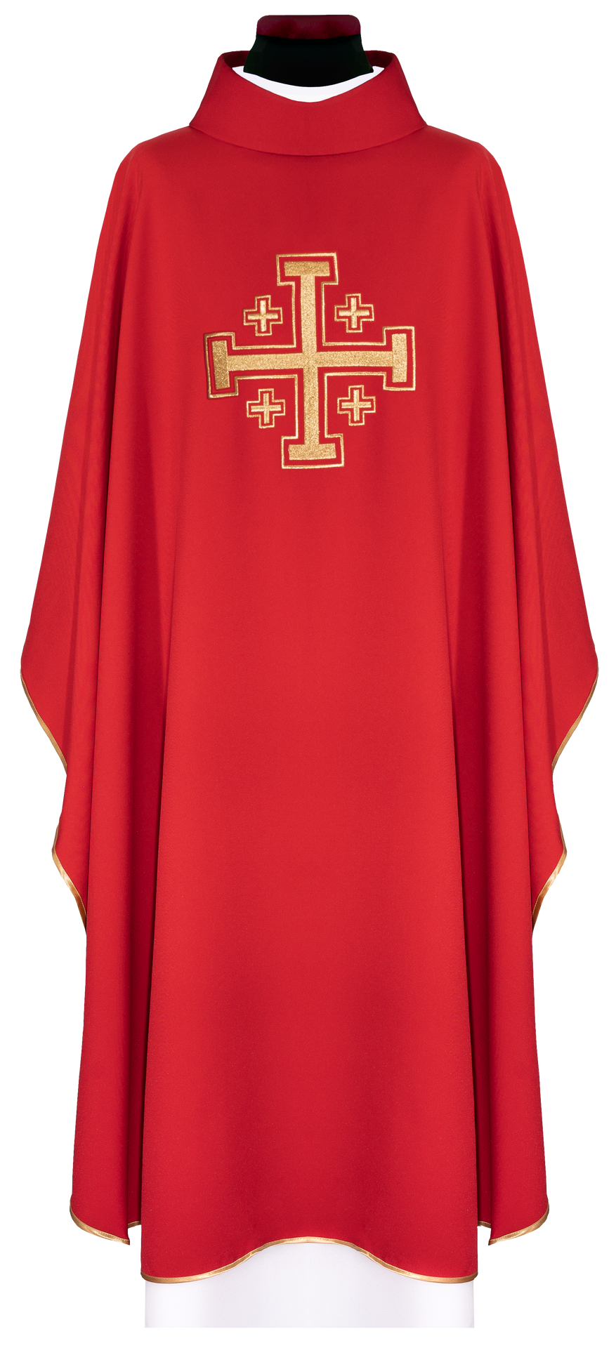 Czerwony ornat haftowany z motywem krzyża - ORNATY.PL