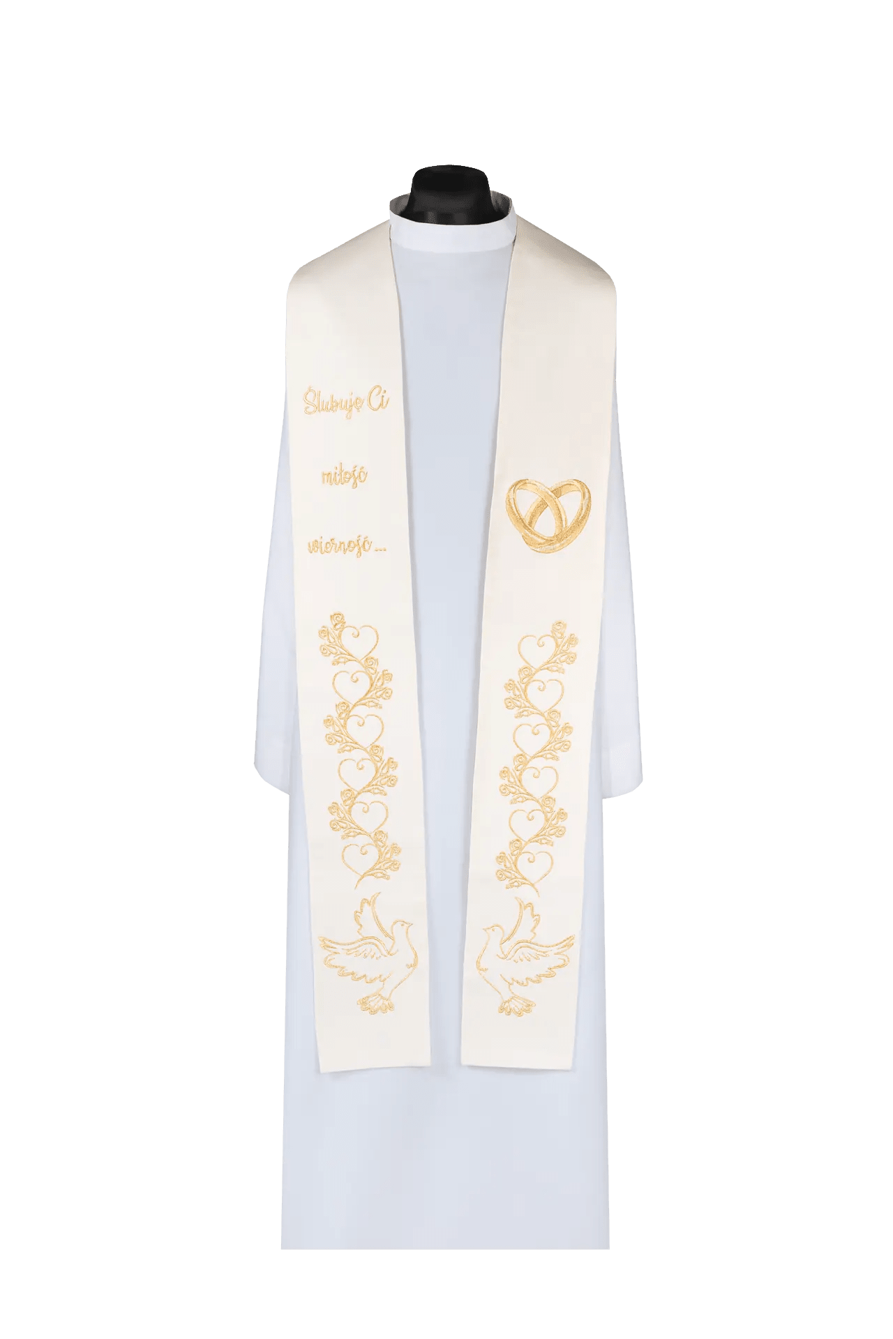 Étole de mariage brodée écrue