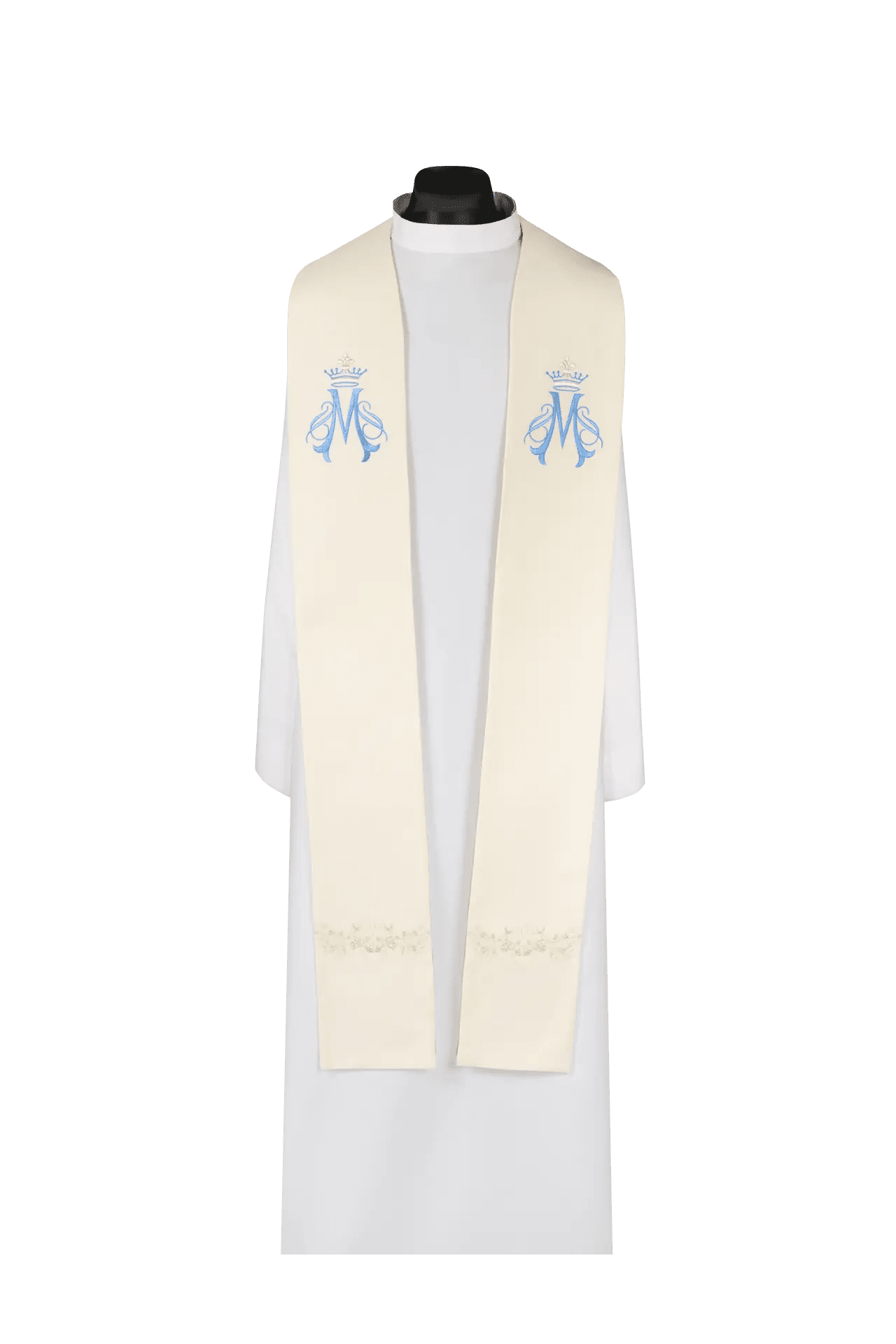 Étole mariale brodée écrue