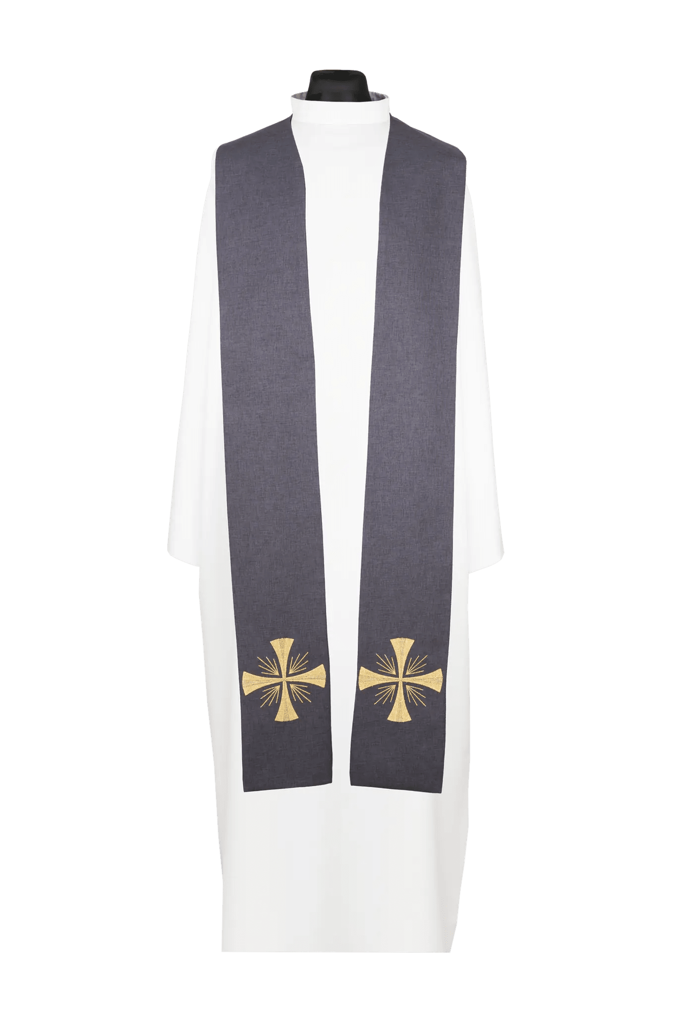 Étole de prêtre brodée avec croix violette