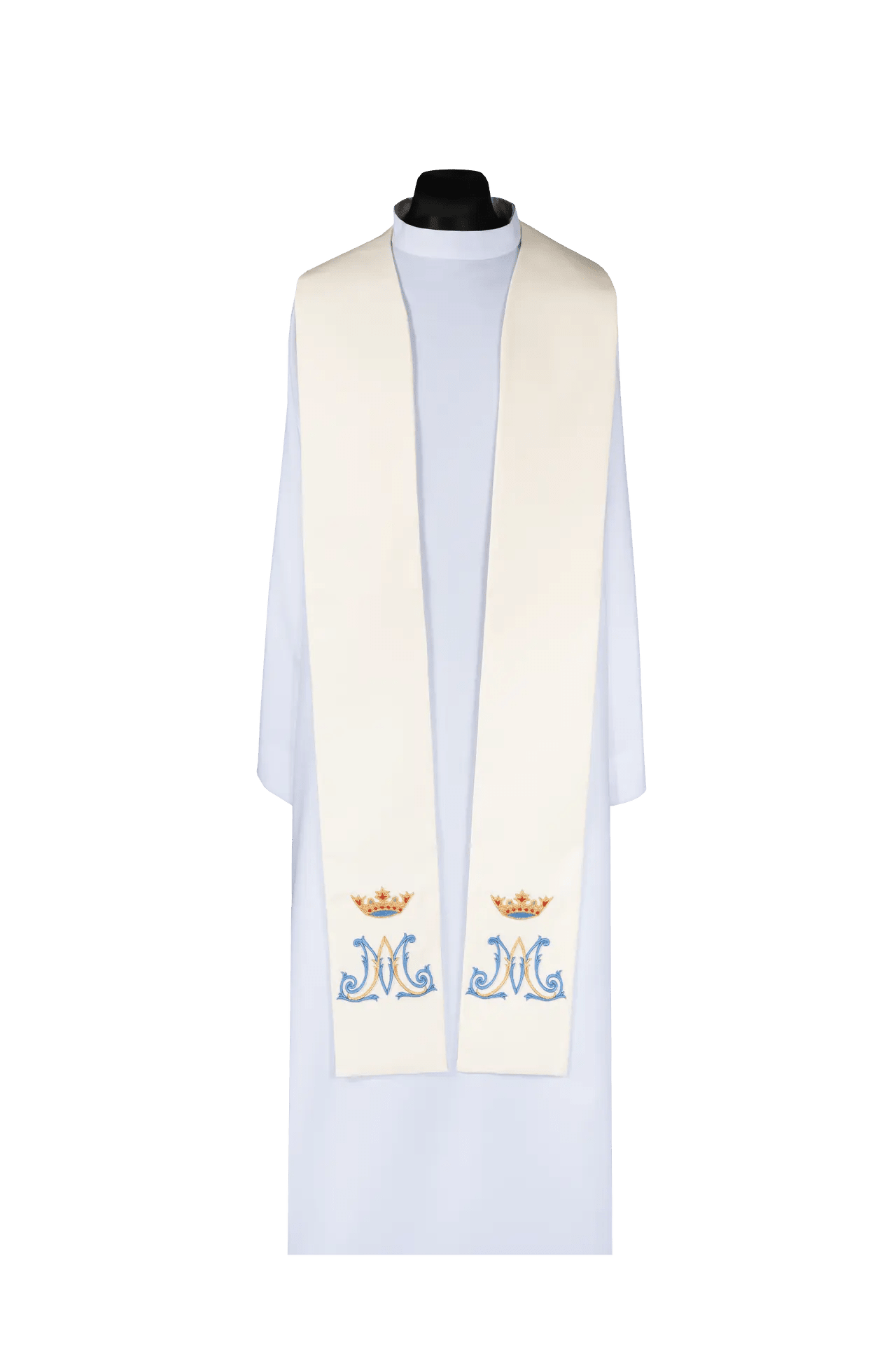 Étole mariale brodée écrue