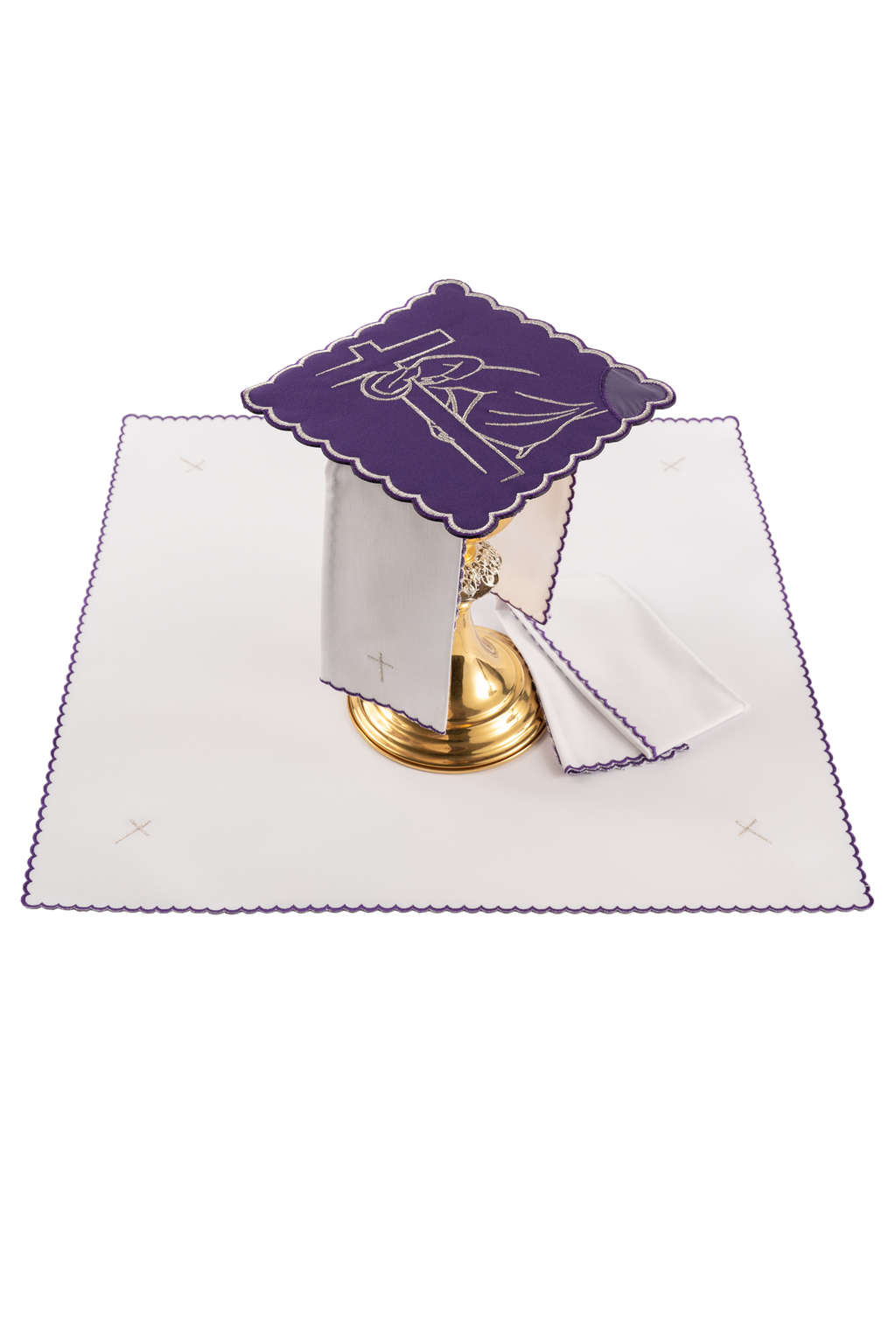 Ensemble de linges brodés pour calice Chemin de Croix