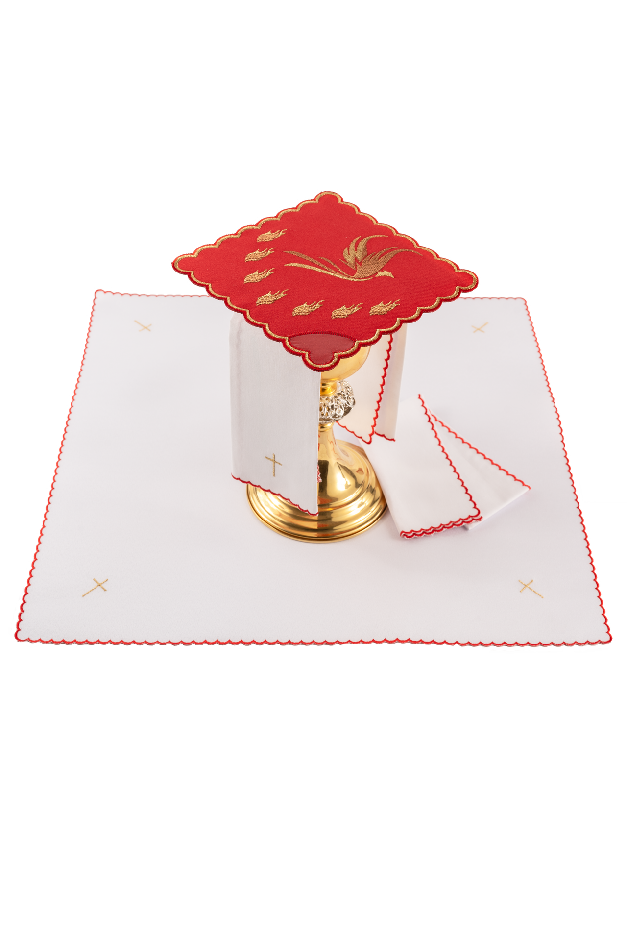 Czerwona bielizna kielichowa z haftem Ducha Świętego - ORNATY.PL