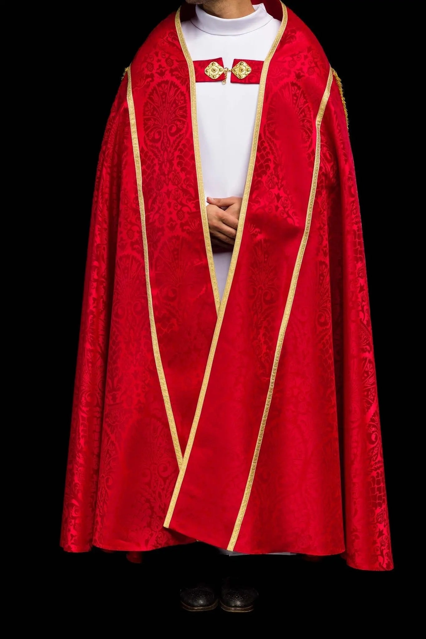 Pluvial romaine jacquard uni rouge