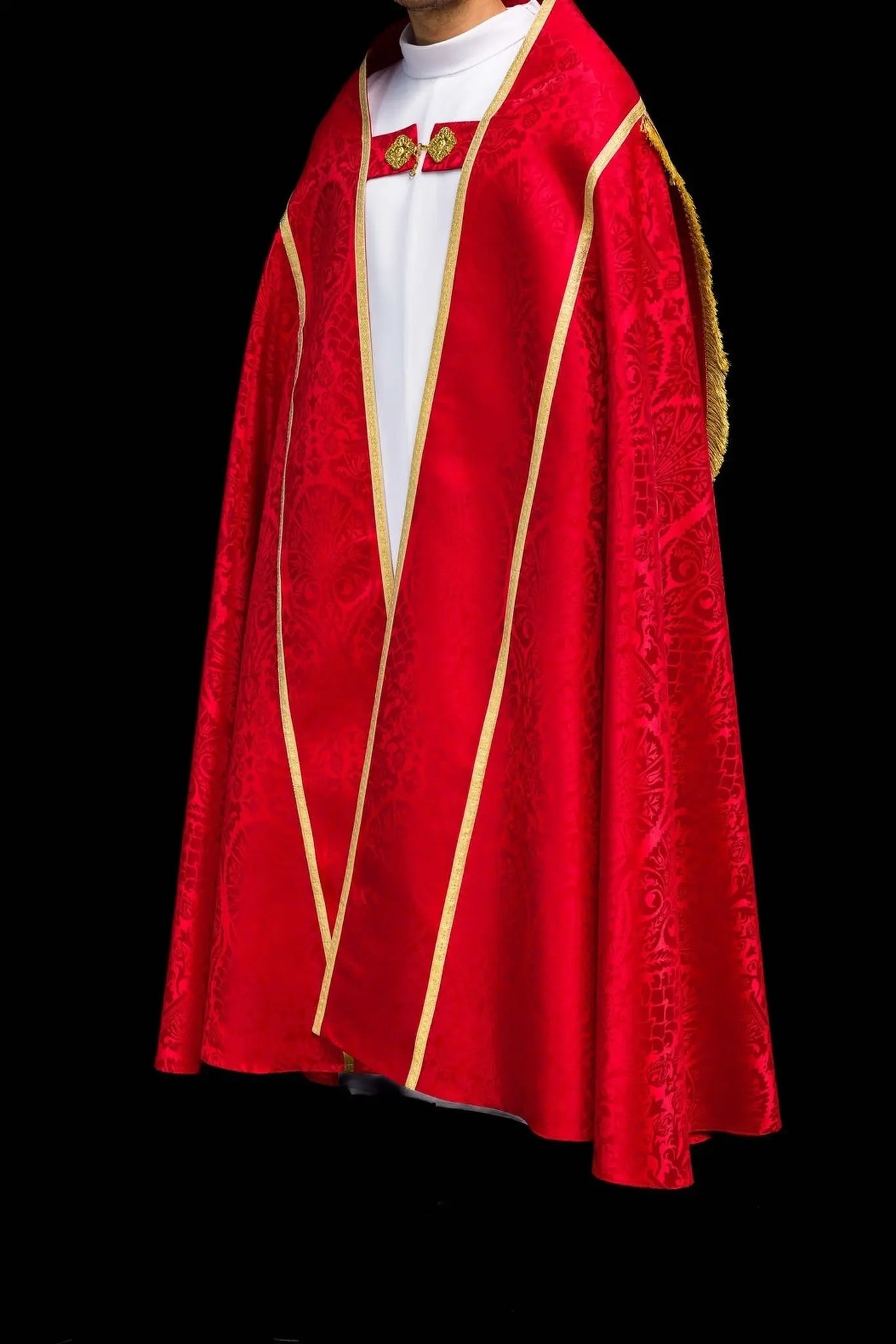 Pluvial romaine jacquard uni rouge