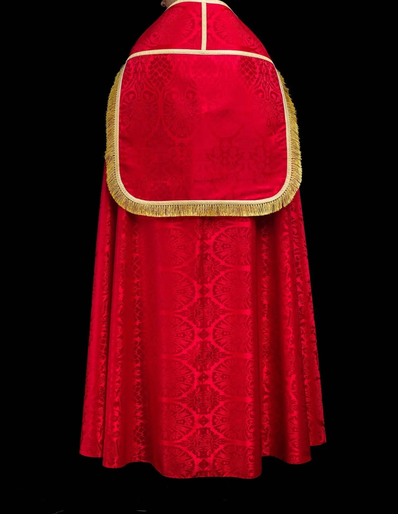 Pluvial romaine jacquard uni rouge