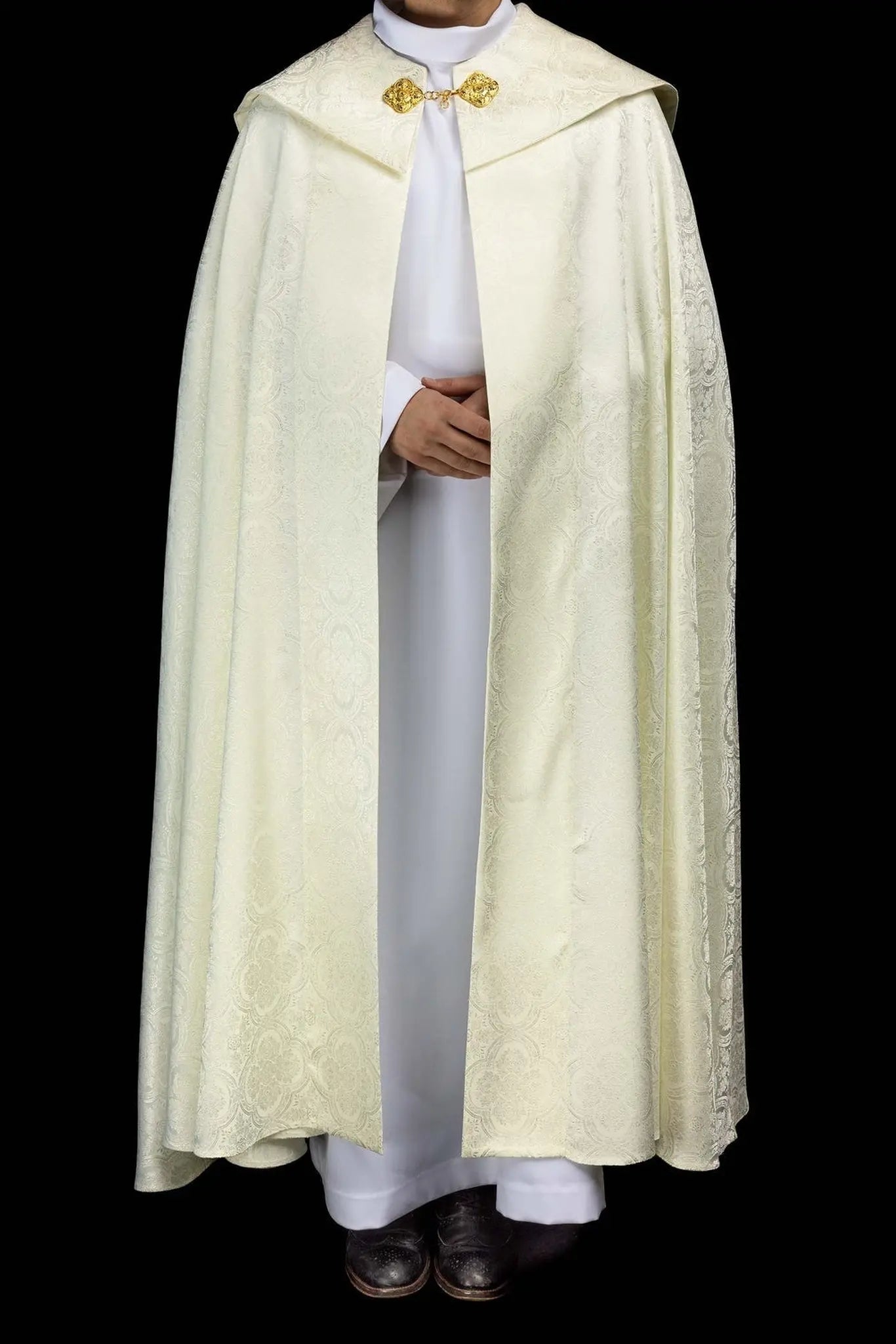 Chape liturgique en jacquard écru