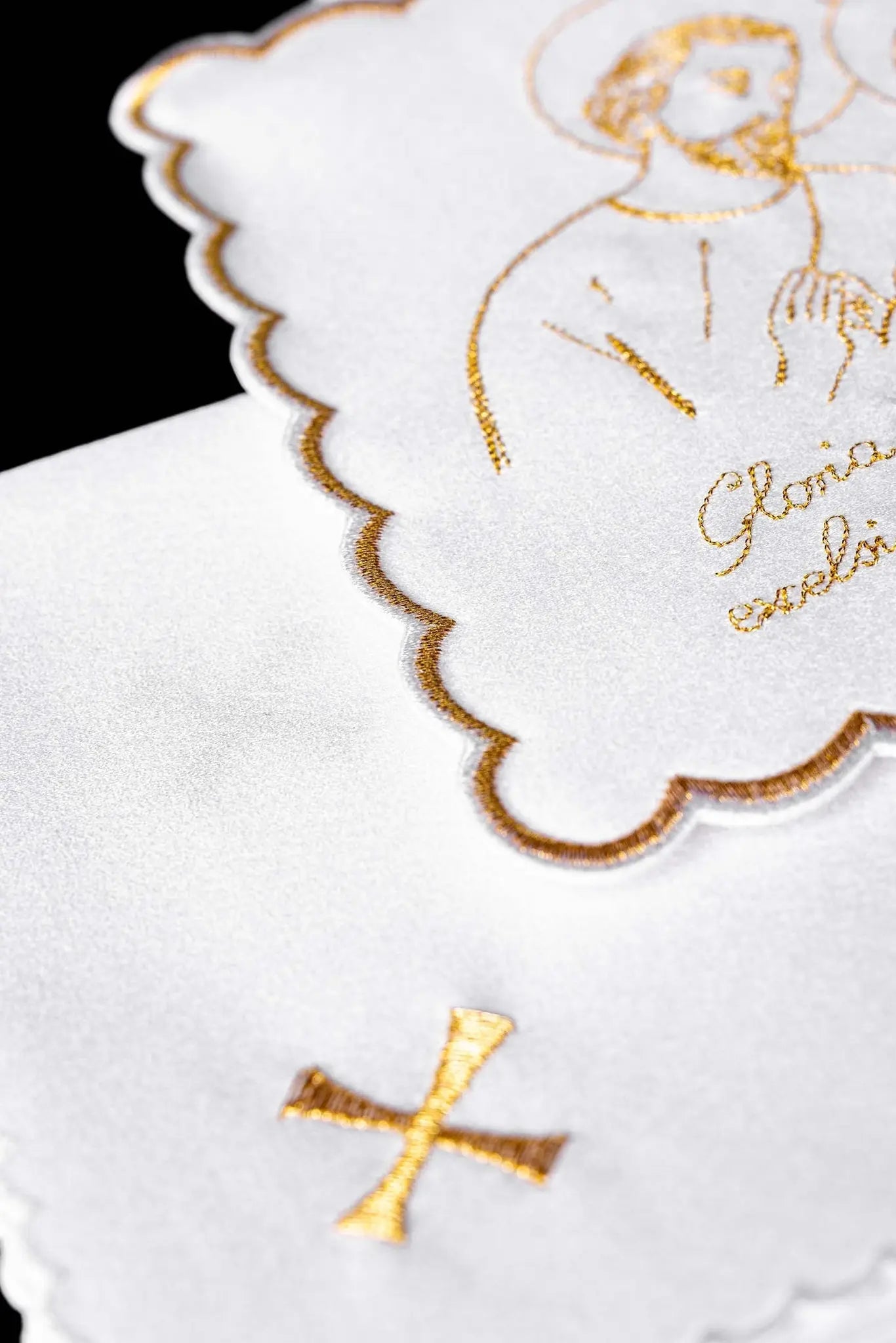 Linge de calice avec broderie dorée pour Noël