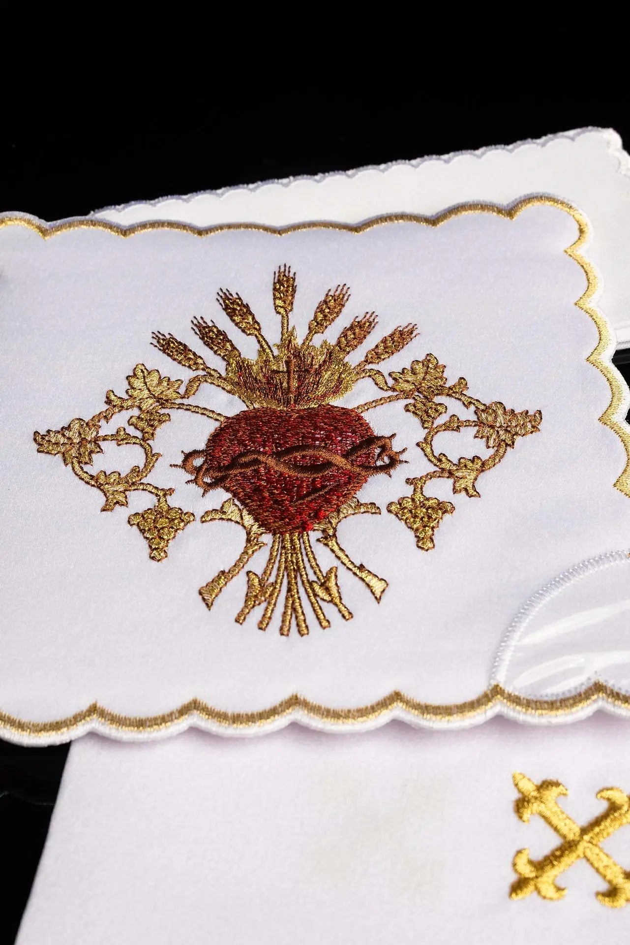 Linge de calice brodé avec le Cœur de Jésus