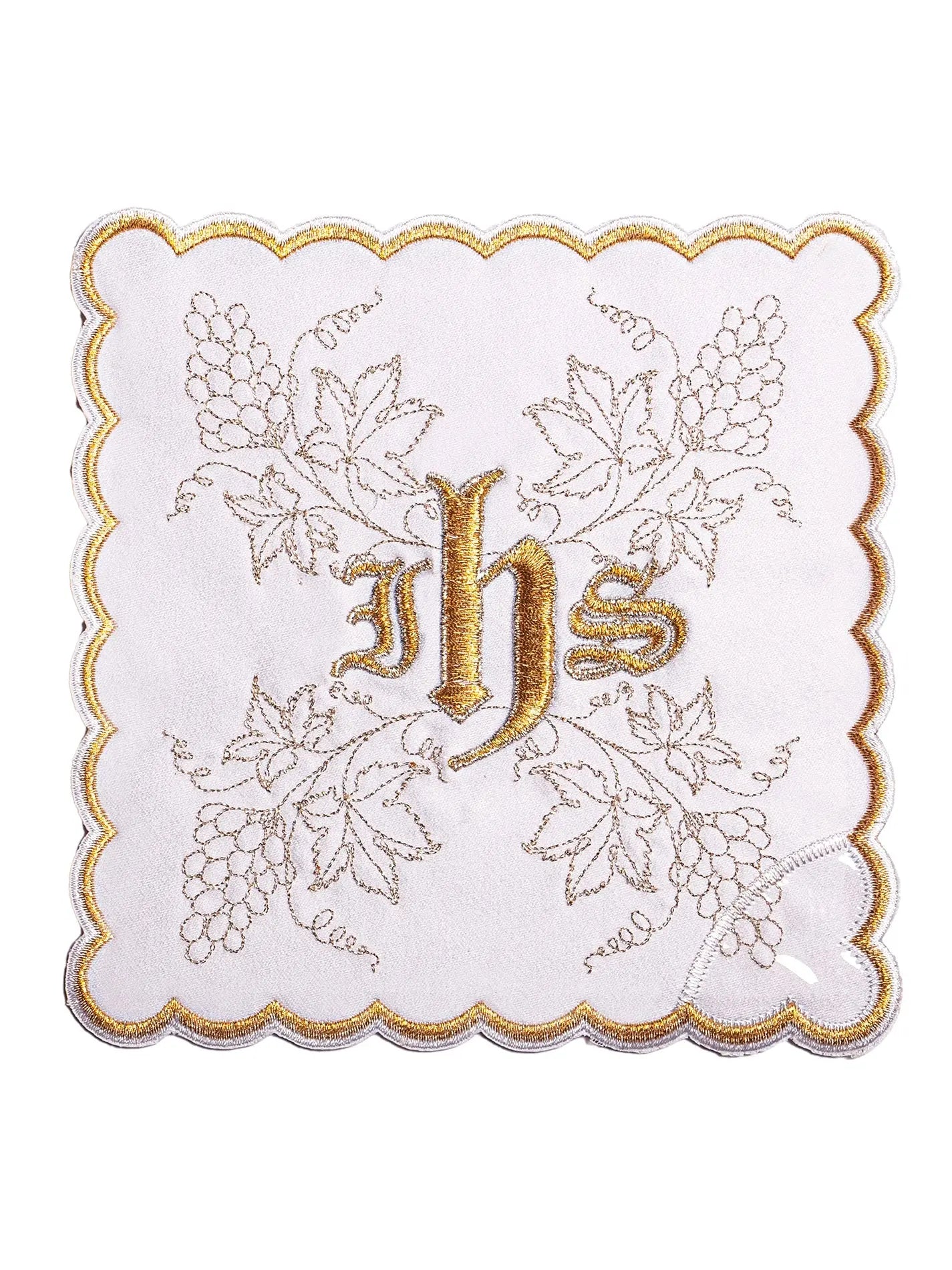 Linge de calice avec IHS brodé et symbole de raisin