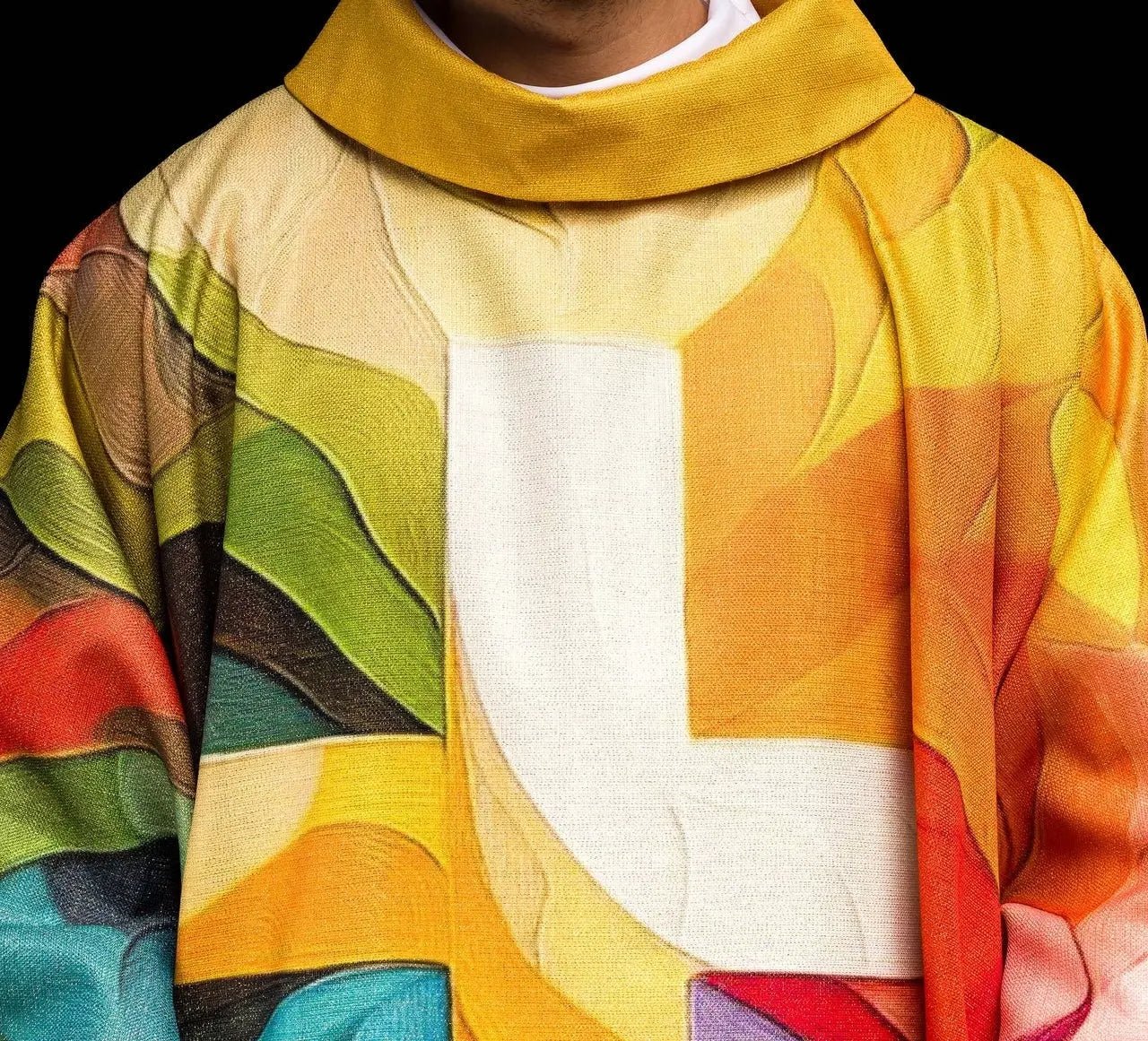 Chasuble imprimée multicolore avec motif de croix