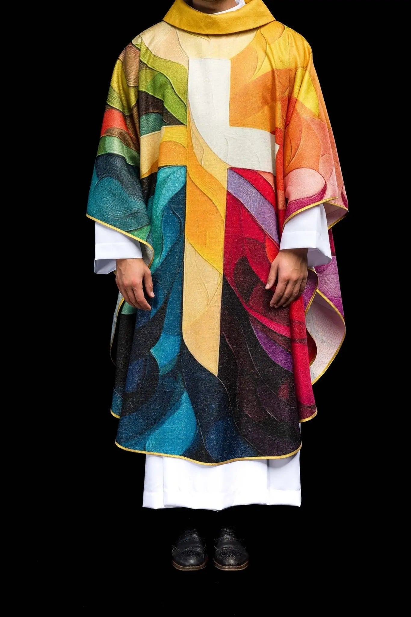 Chasuble imprimée multicolore avec motif de croix