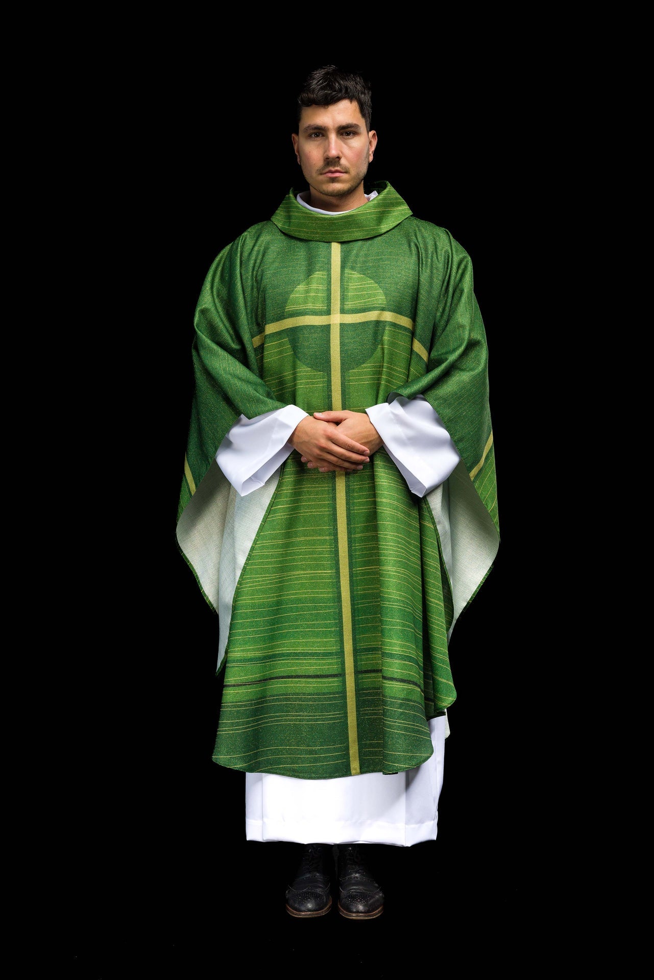 Ornement imprimé vert avec motif de croix