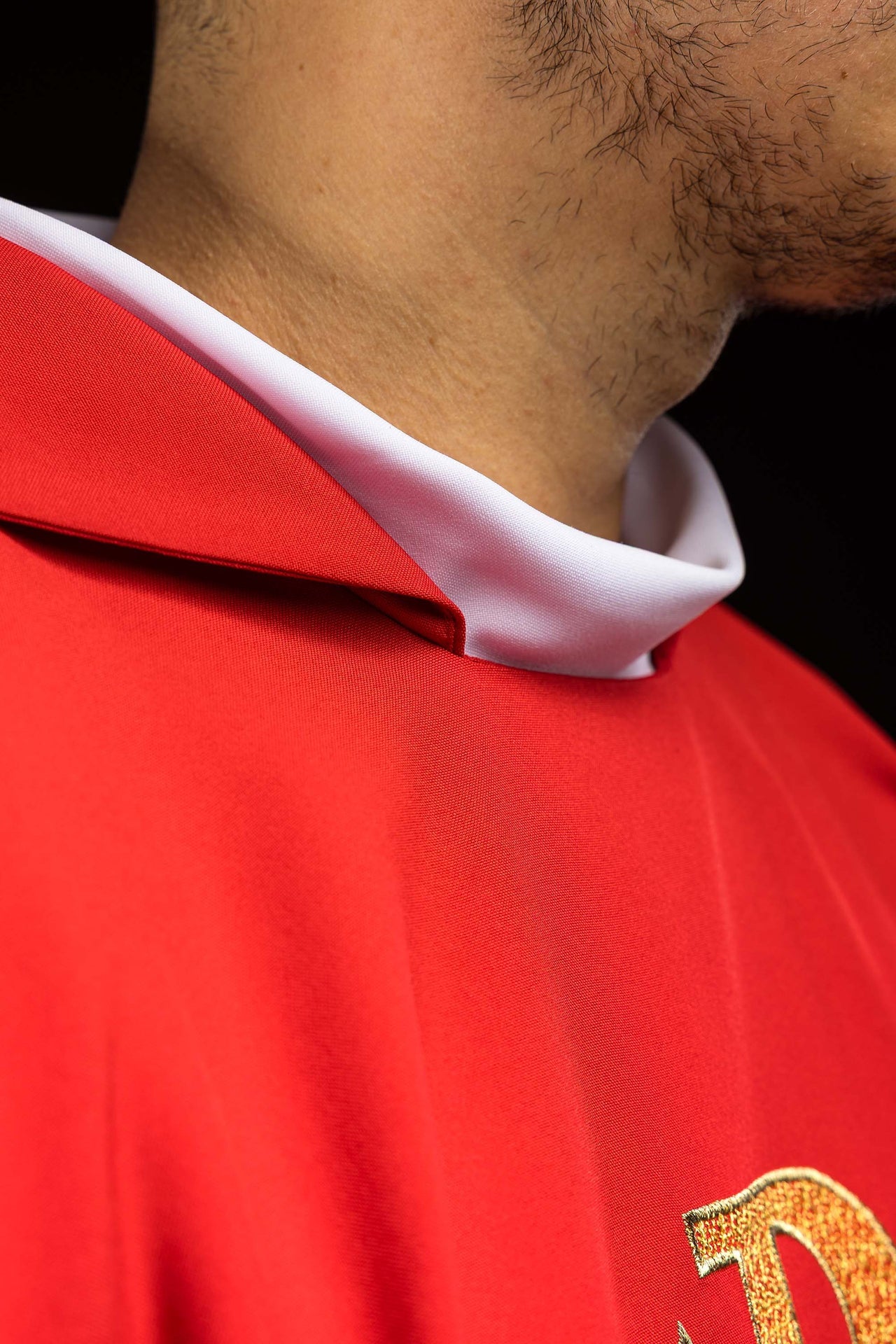 Ornement brodé avec le symbole Alpha et Oméga avec un large col rouge