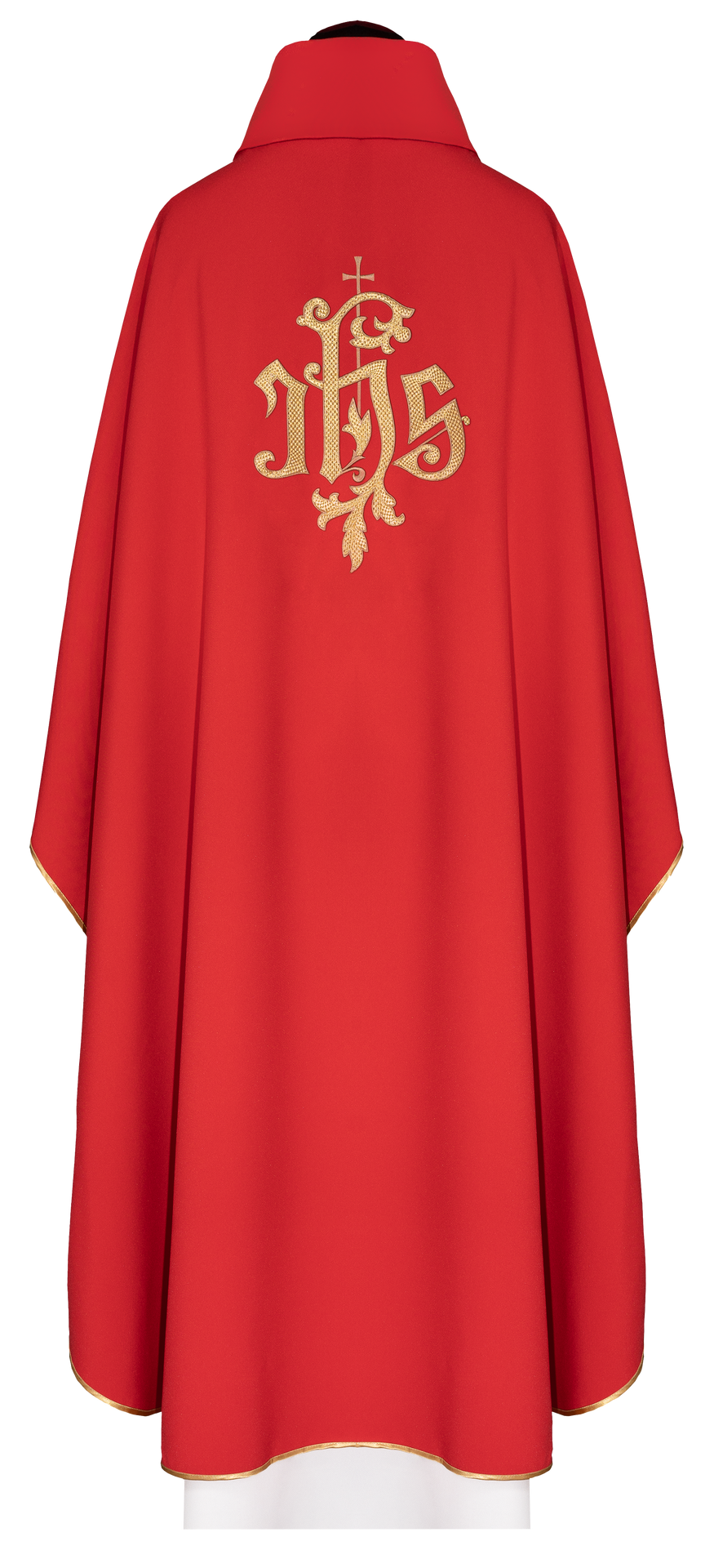 Czerwony ornat ze złotym haftem IHS - ORNATY.PL