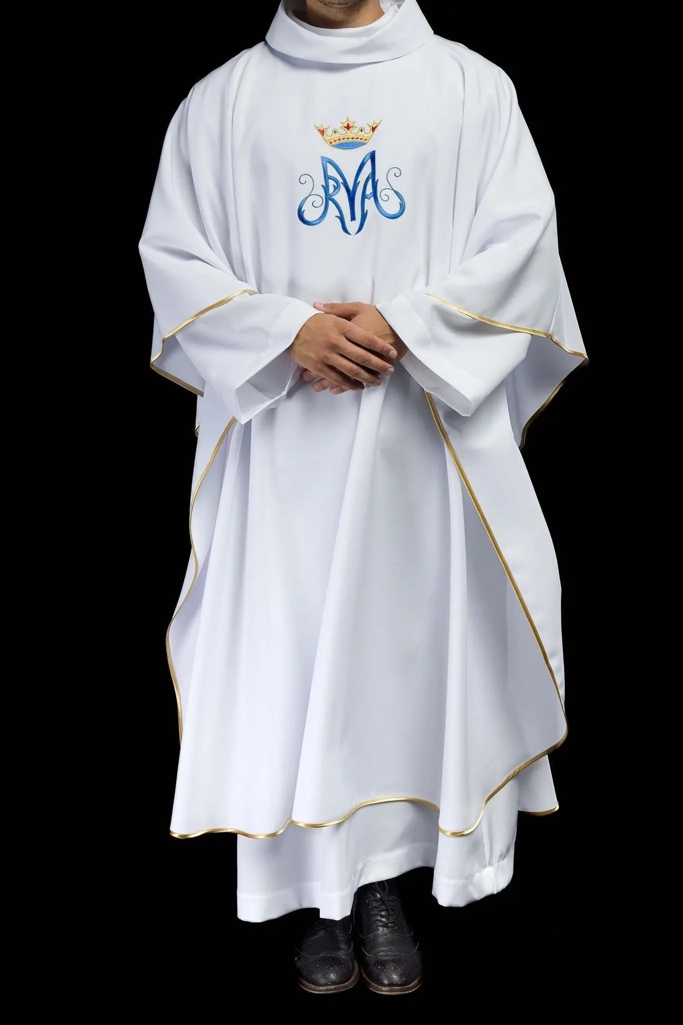 Chasuble liturgique blanche mariale