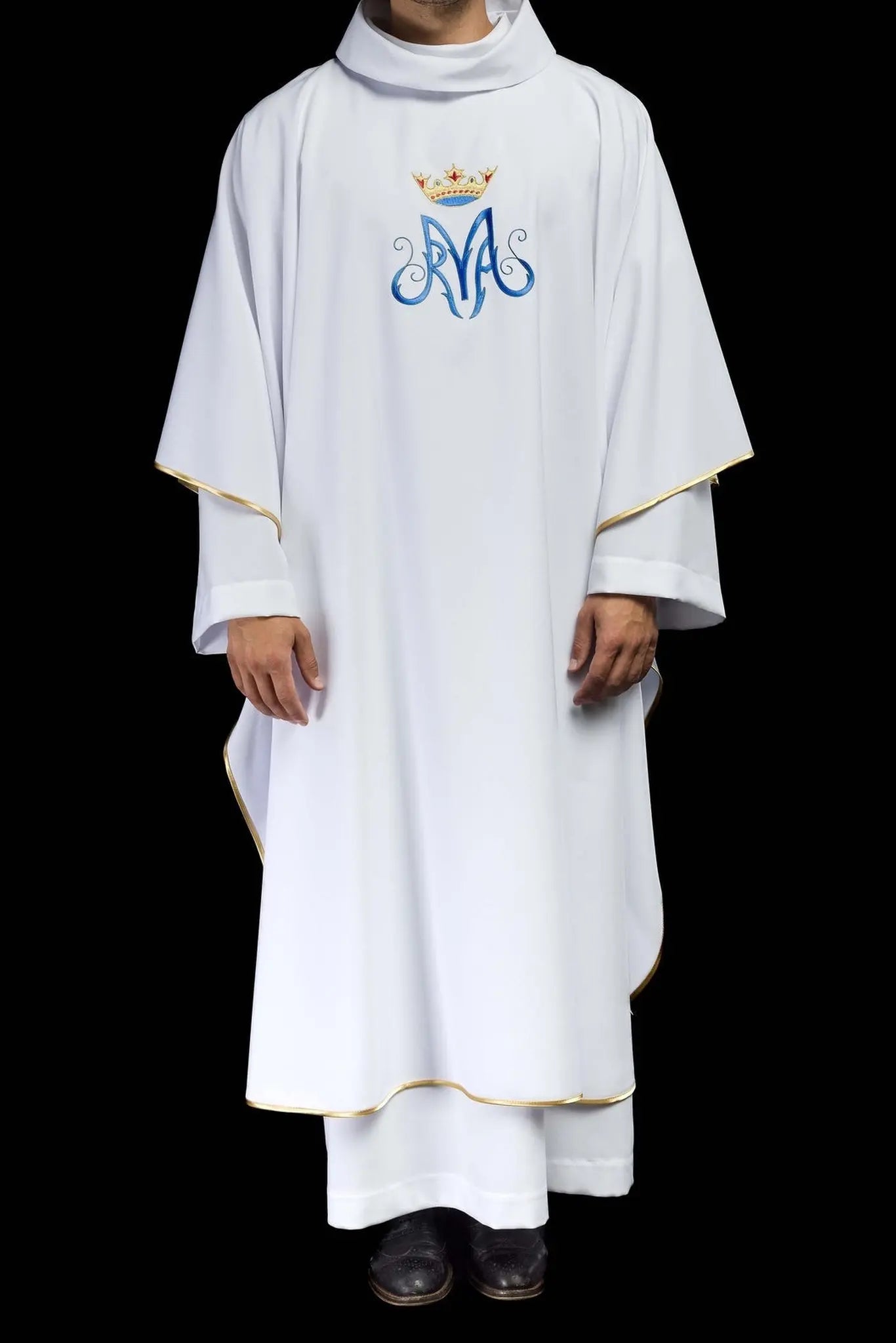 Chasuble liturgique blanche mariale