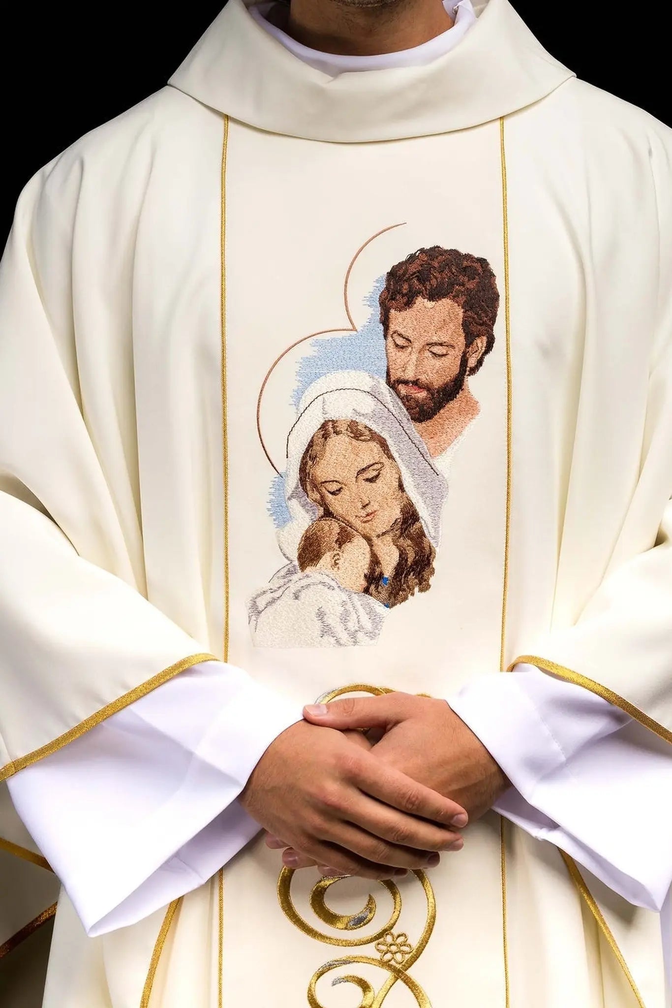 Chasuble de Noël avec l'image de la Sainte Famille
