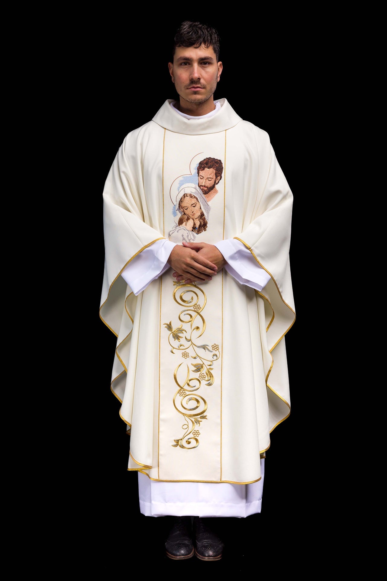 Chasuble de Noël avec l'image de la Sainte Famille