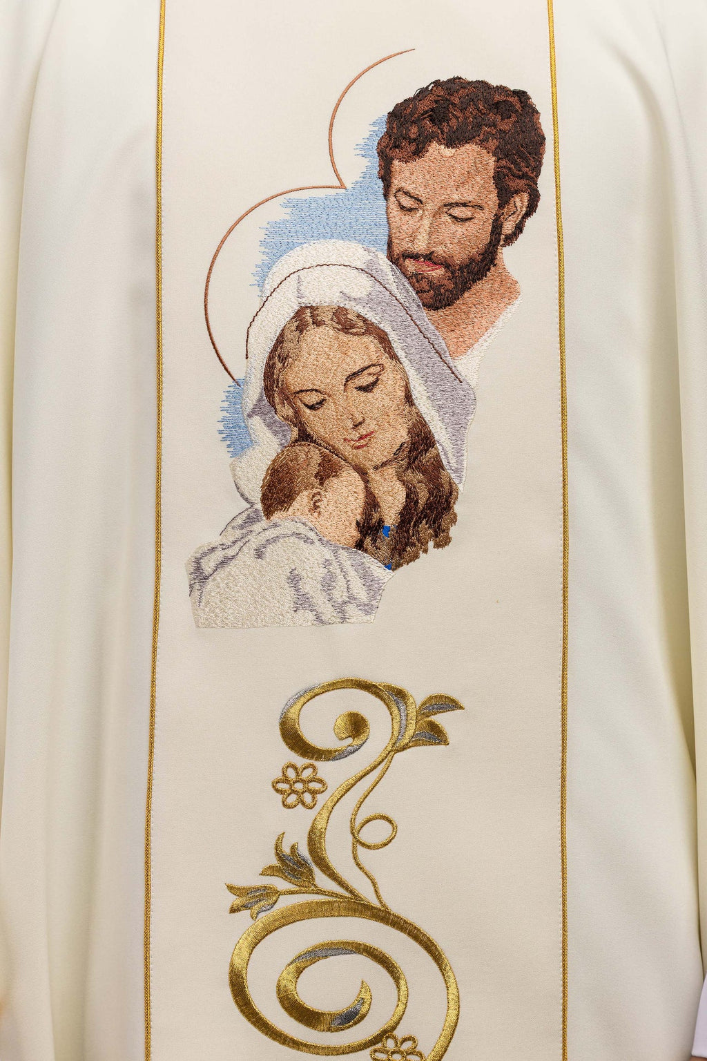 Chasuble de Noël avec l'image de la Sainte Famille